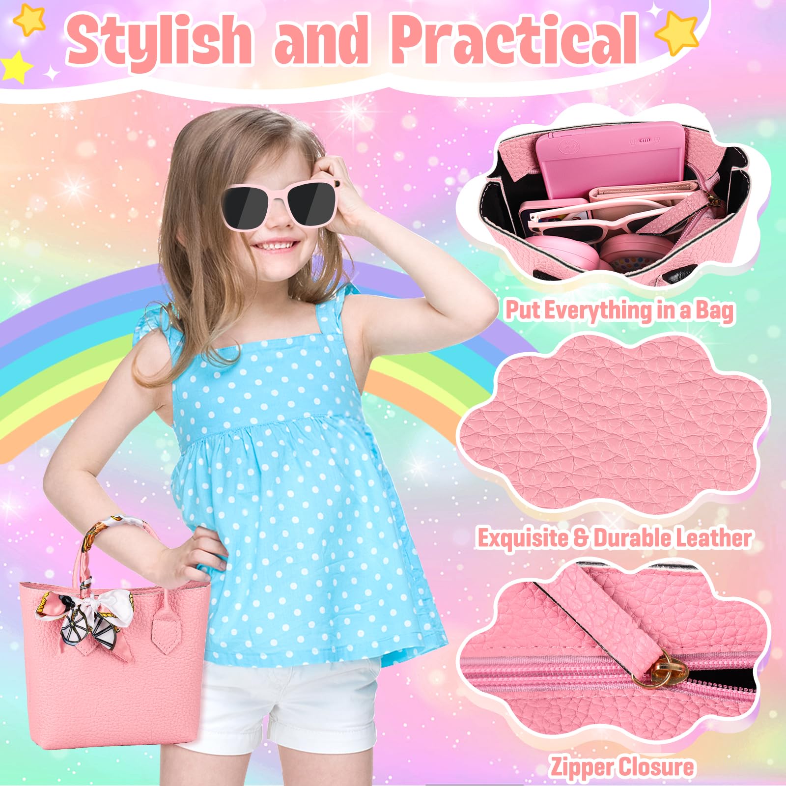 35PCS Little Girl Purse Toy Set for Toddlers Age 2-6 - Pretend Makeup Play Purse with Princess Accessories | Birthday Gift for 2 3 4 5 6 Year Old Girls (Pink) | Perfect for Role Play, Dress-Up & Pretend Play at Home or Parties