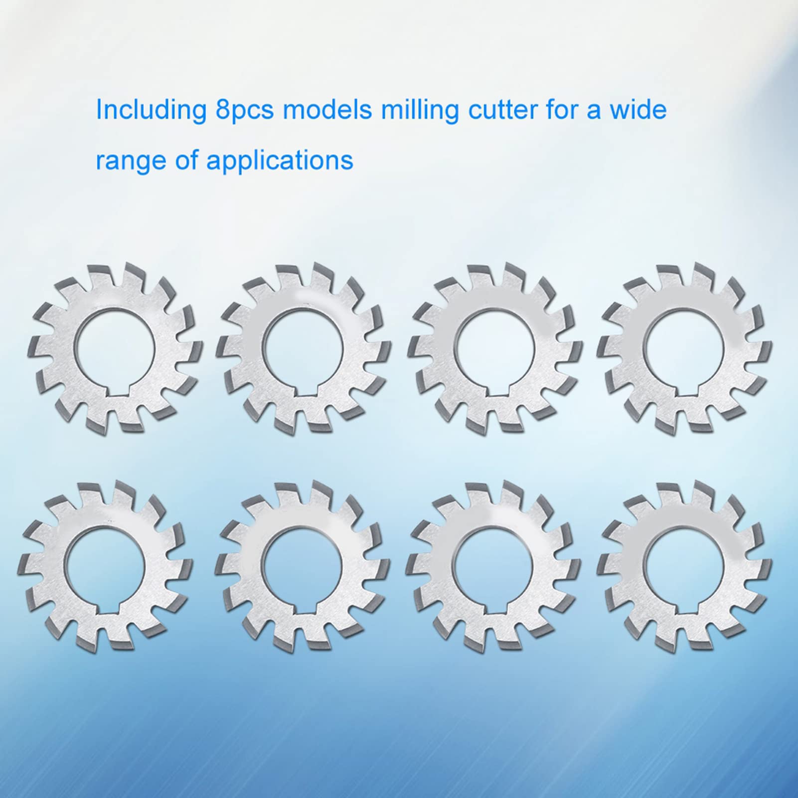 8Pcs High-Speed Steel Involute Gear Cutters Set for Milling Machine - 20° Pressure Angle M1(1-8) Disk Shaped - Perfect for Gear Manufacturing, Repair & DIY Projects