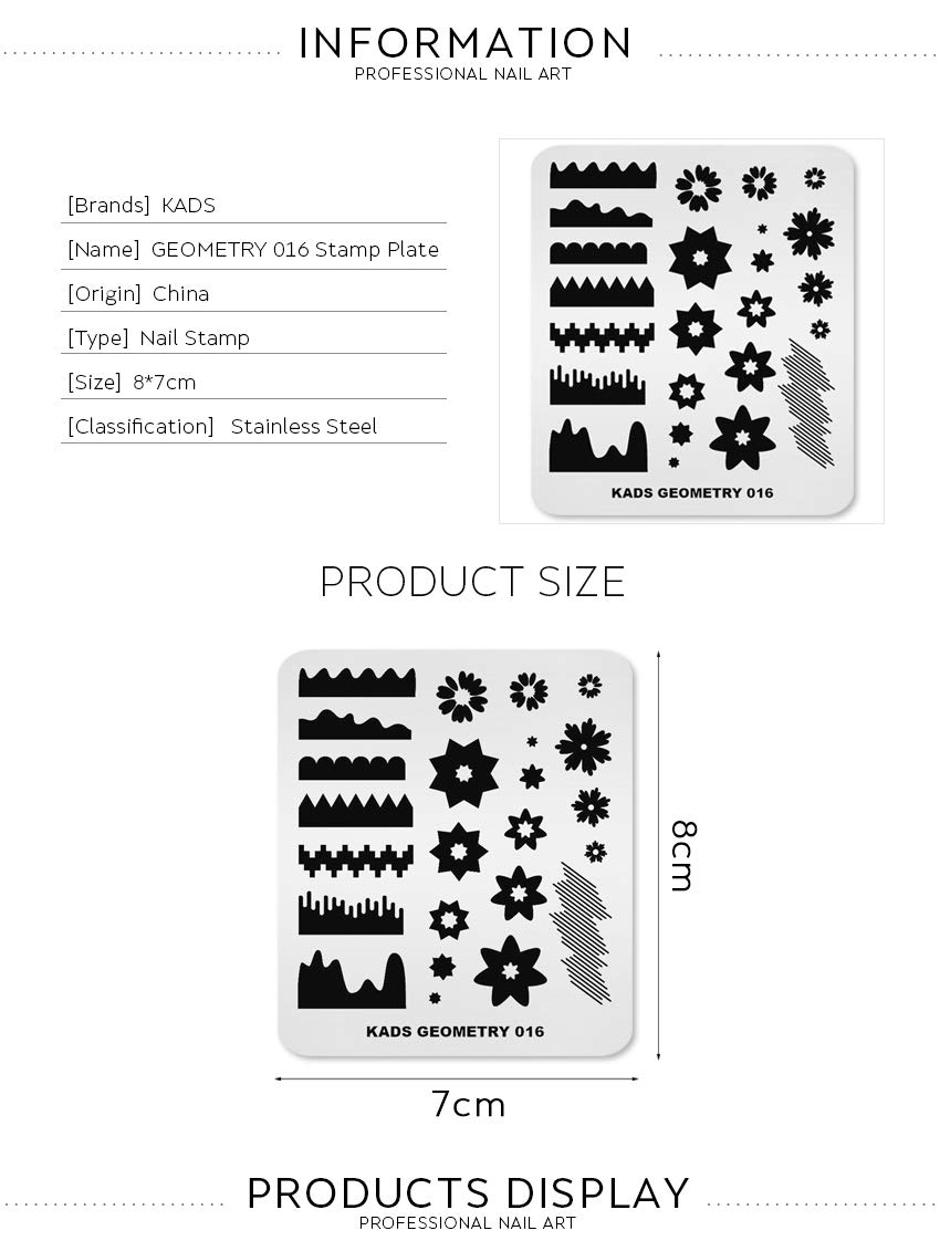 KADS Nail Art Stamping Plates Set - 10 Pcs Nail Image Template Stencils with Storage Case & Holder - Professional Nail Design Kit for DIY Manicure at Home or Salon (GE016) - Perfect for Nail Artists, Beginners & Gift Giving