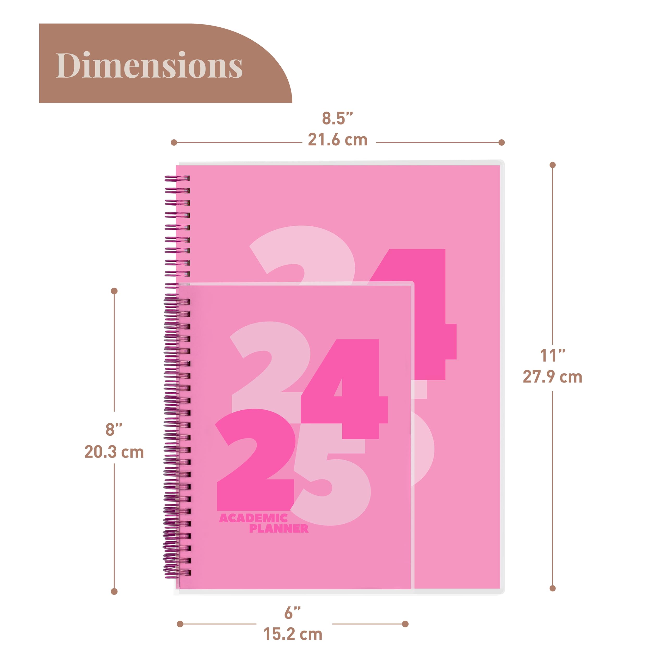 2024-2025 Academic Planner | 18-Month Weekly & Monthly Organizer with Twin-Wire Binding | 8.5 x 11 Inch Pink Planner with Sturdy Cover & Notes Pages | Perfect for Students, Teachers & Professionals - School, Office & Home Use