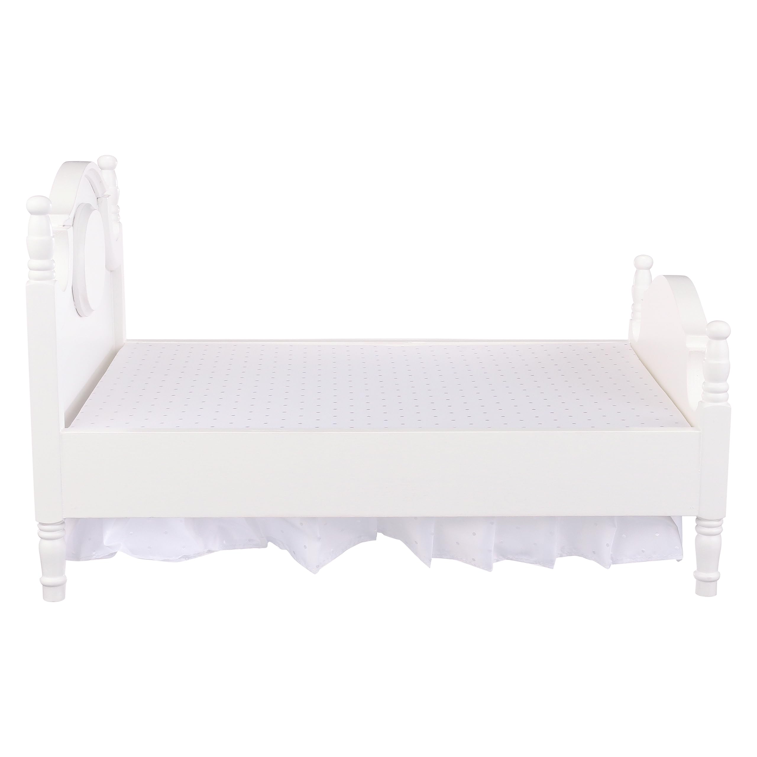 1/6 Scale Dollhouse Furniture Queen Bed Set - Miniature Grey Bedding & White Wooden Frame for 12 Inch Dolls | Perfect for Dollhouse Bedrooms, DIY Projects & Collectors Display