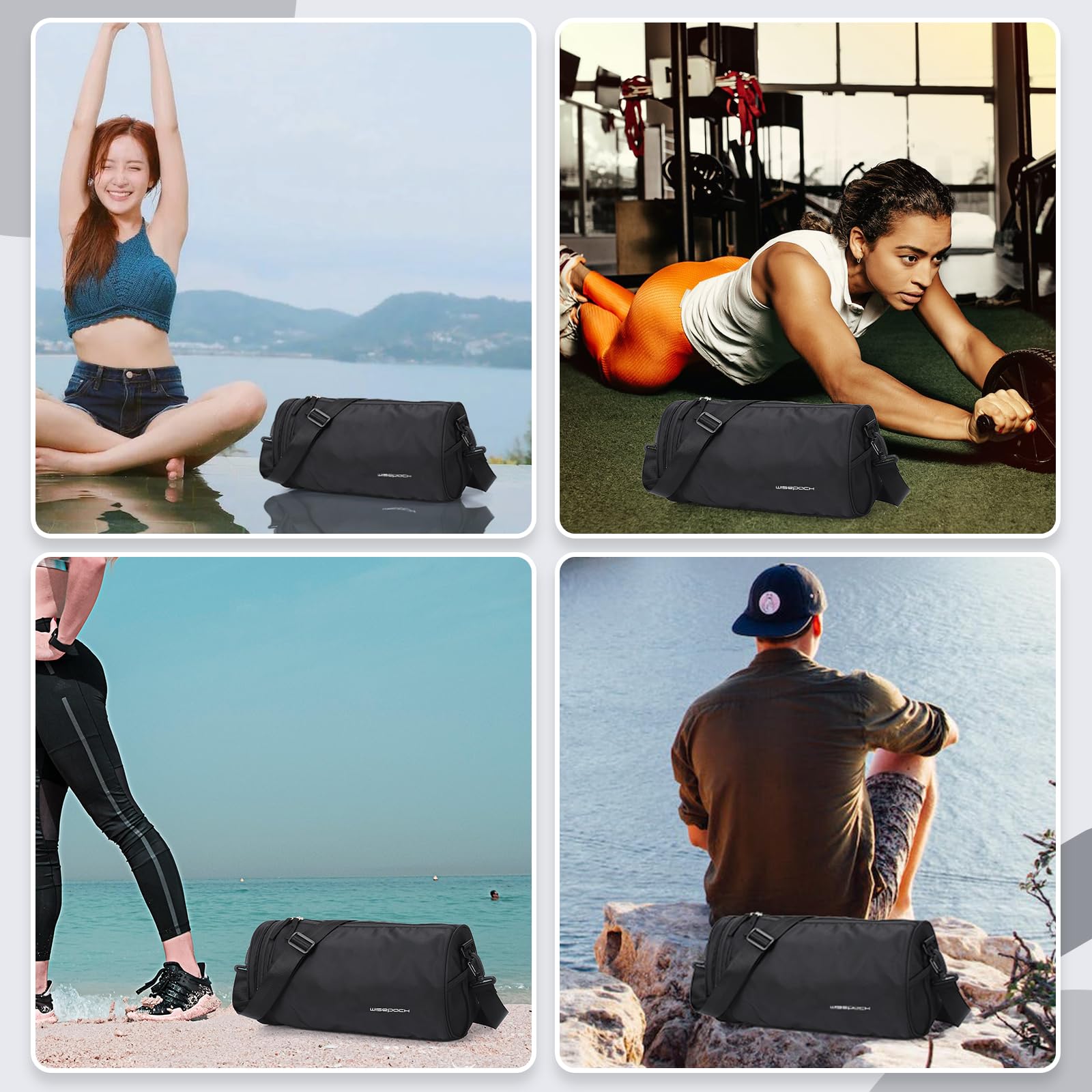 Small Gym Bag for Women & Men - Waterproof Mini Duffle Bag for Workout, Yoga, Sports, Travel, Overnight Weekender & Dance | Lightweight & Durable | Perfect for Gym, Fitness Class, Weekend Getaways & Dance Practice (Black)