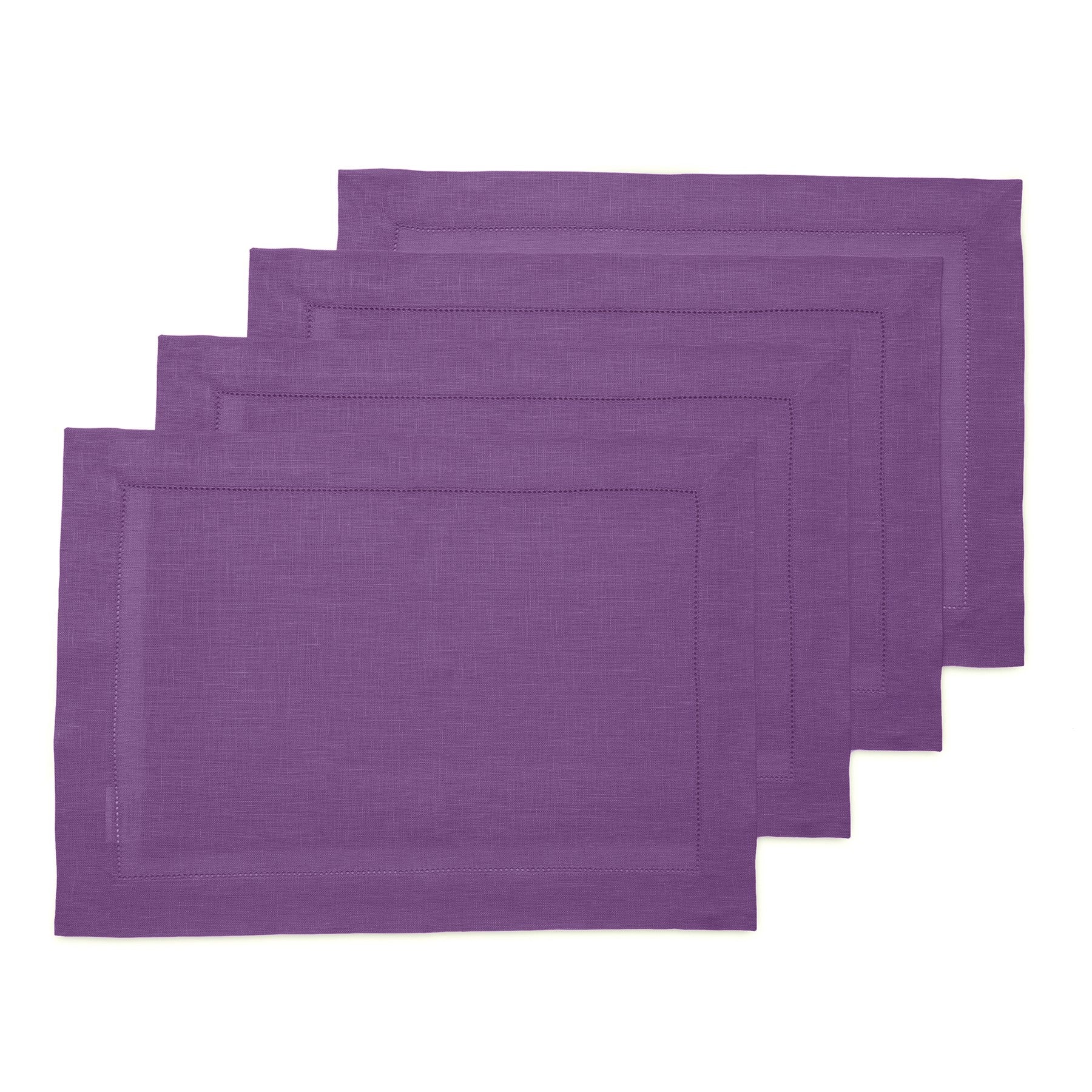 Elegant Classic Hemstitch Placemats Set of 4 - Premium Linen Table Mats for Dining Room Decor - Perfect for Thanksgiving, Christmas Dinner & Formal Entertaining