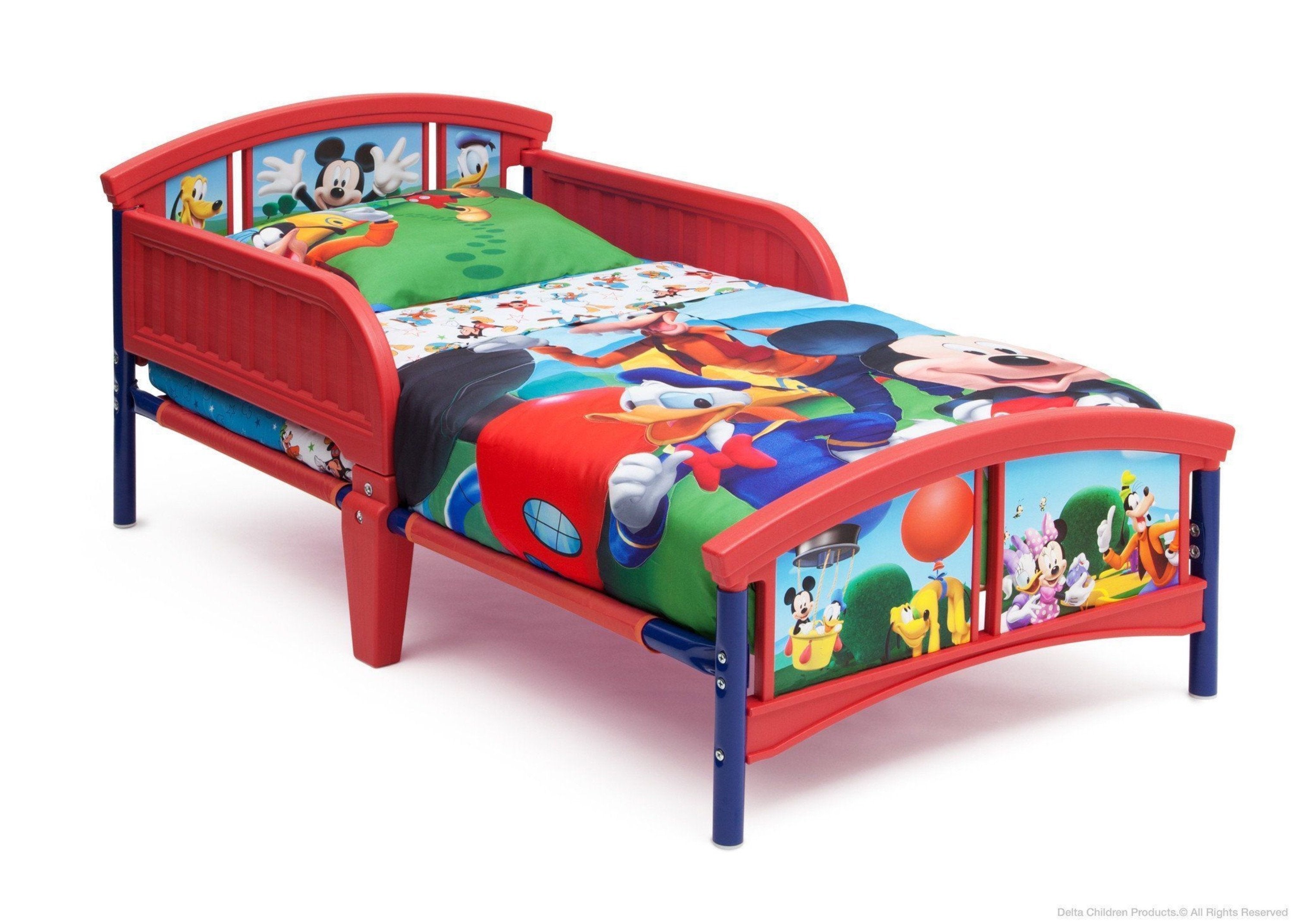 Disney Mickey Mouse Plastic Toddler Bed for Kids - Lightweight & Durable Children's Bed for Nursery, Bedroom or Playroom - Perfect for Disney Fans Aged 2-5 Years