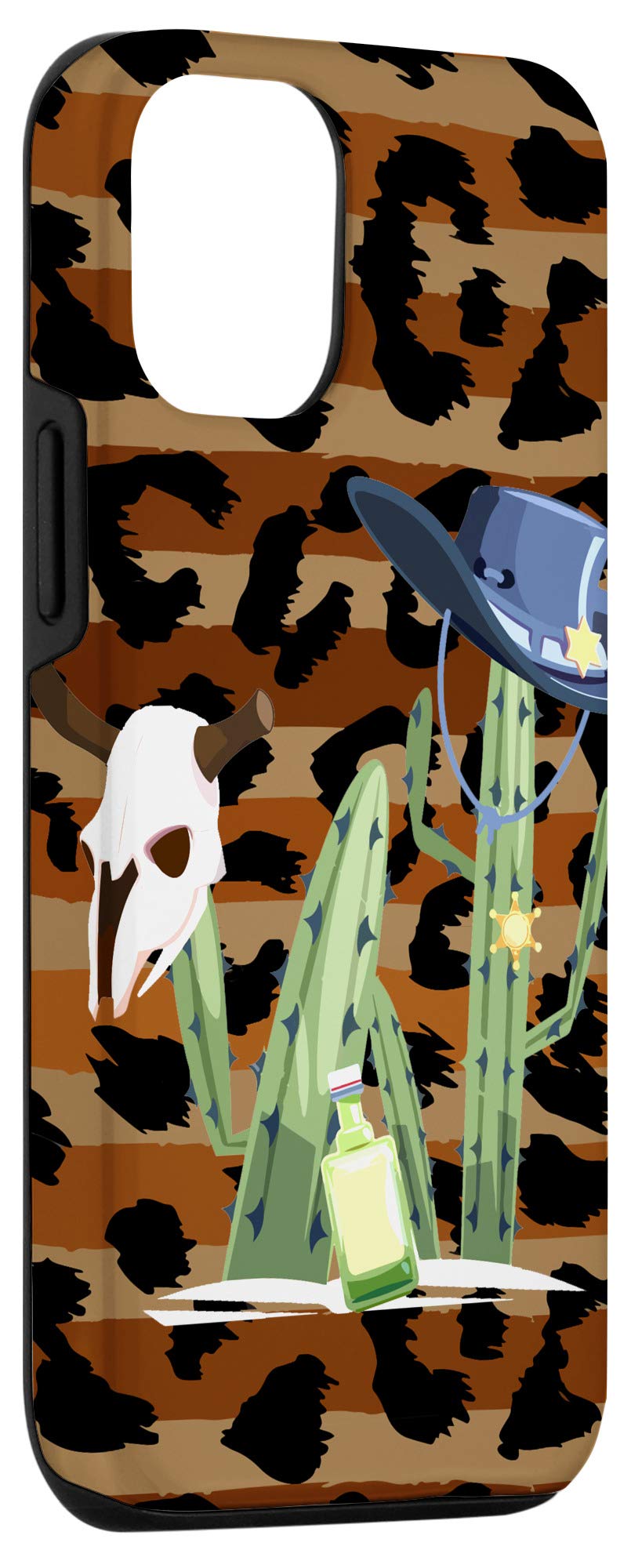 iPhone 12/12 Pro Case - Cactus Leopard Desert Animal Skull Cowboy Hat Design | Stylish Protective Cover for Daily Use, Outdoor Adventures & Western Theme Parties
