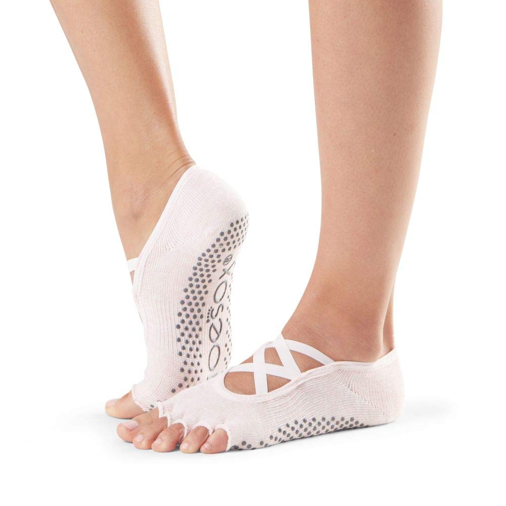 Toesox Women’s Elle Half Toe Grip Socks - Non-Slip Pilates, Barre & Yoga Socks with Grip Technology for Ballet, Dance & Workouts - Perfect for Studio, Home Exercise & Fitness Classes