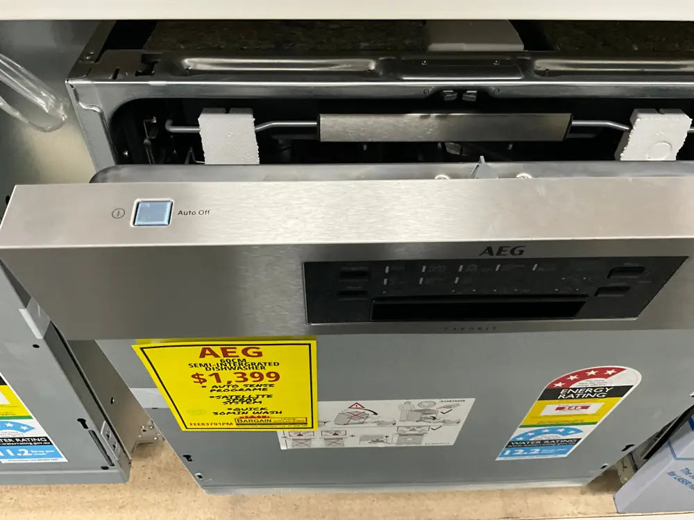 AEG FEE83701PM Semi-Integrated Dishwasher - 60cm Built-In Dishwasher with EcoSilence Drive, ExtraDry Function & 14 Place Settings - Perfect for Kitchens, Apartments & Open-Plan Living Spaces