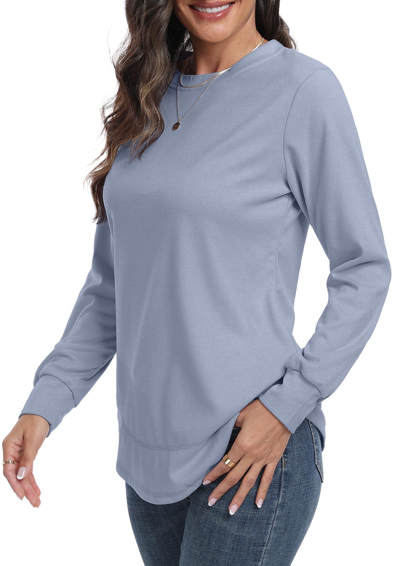 YUNDAI Women's Loose Fit Crewneck Sweatshirt - Casual Long Sleeve Pullover Tunic Top for Leggings | Perfect for Yoga, Running & Everyday Wear