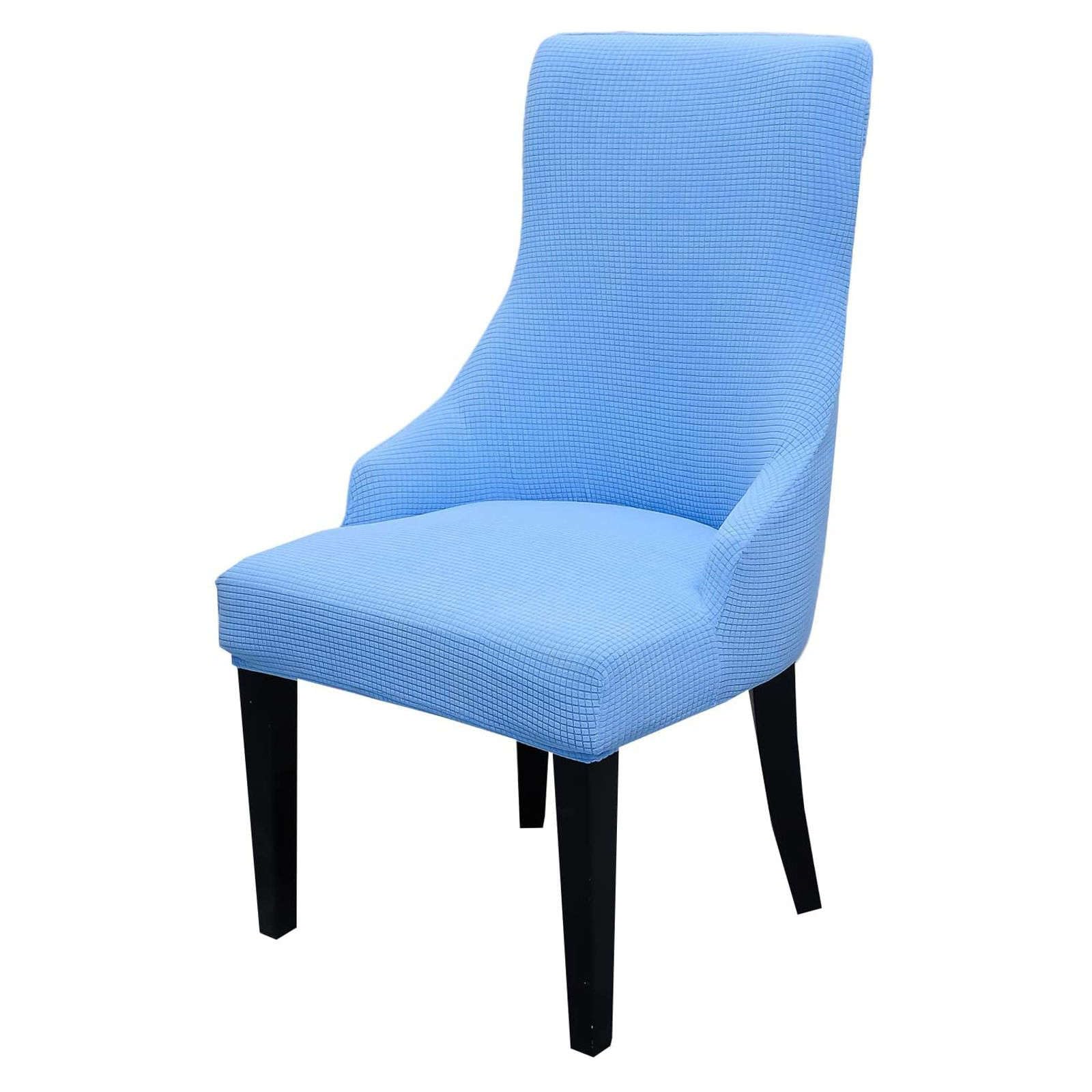 Stretch Wingback Chair Cover - Plaid Dining Room & Bedroom Protector - Blue (Set of 2)