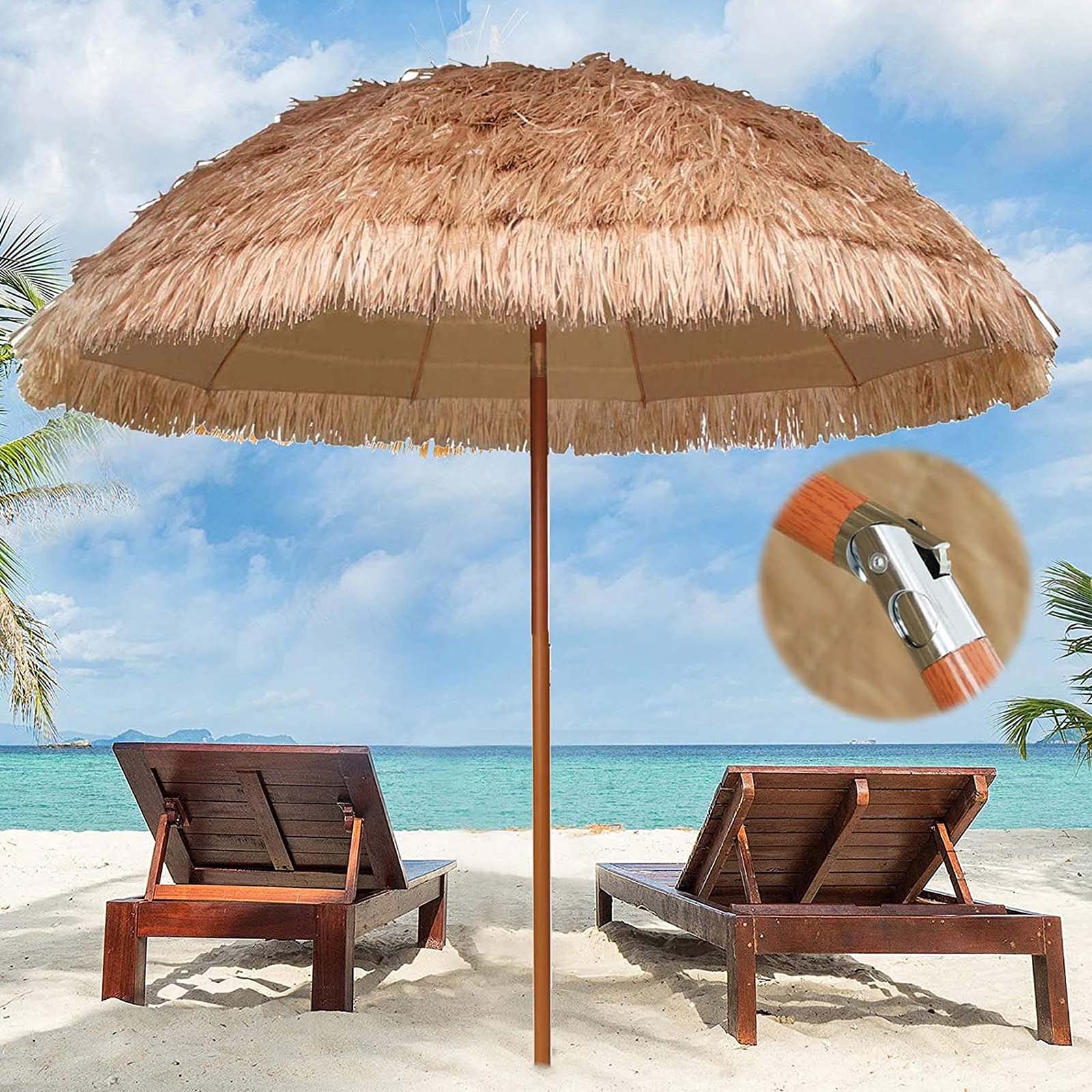 Hawaiian Beach Umbrella with 45° Tilt Pole - 94×82in Tropical Patio Umbrella for Outdoor, Garden & Poolside - Natural Straw Design Perfect for Backyard, Resort & Beach Parties