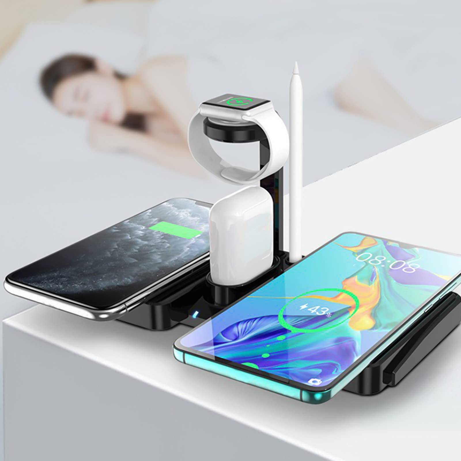 4-in-1 Wireless Charging Station 36W Fast Charger - Compatible with iPhone, Apple Watch, AirPods & Samsung - Multi-Device Charging Stand with USB Output - Perfect for Home, Office & Nightstand Use