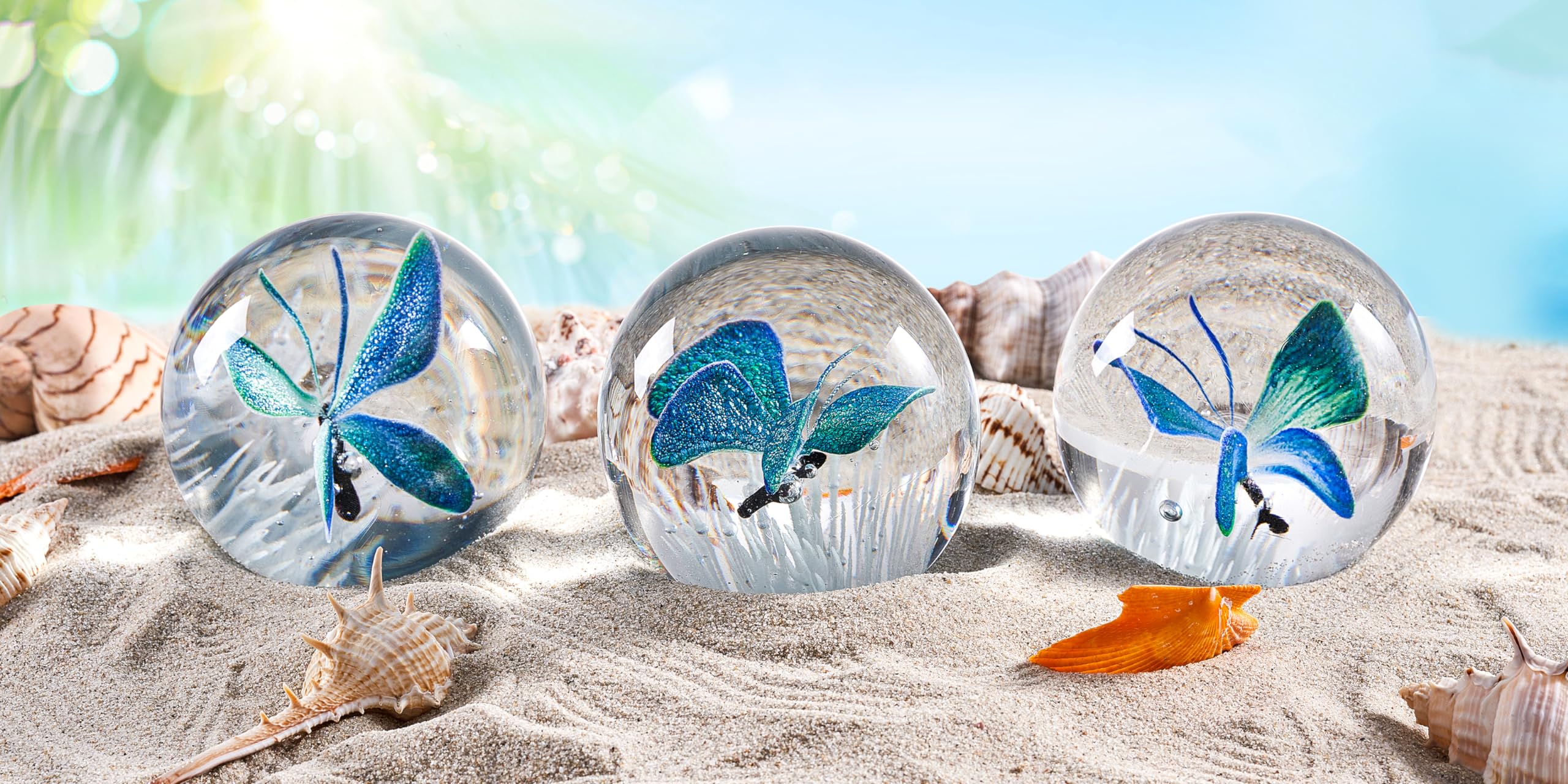EUSTUMA Hand Blown Glass Butterfly Paperweight - Elegant Office Desk Accessory & Home Decor Collectible Gift for Butterfly Lovers | Perfect for Work Desks, Bookshelves & Display Cabinets
