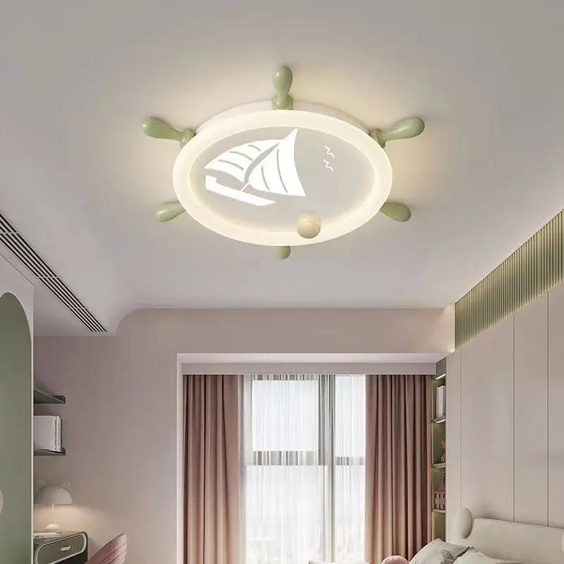 Nautical Ship Wheel Ceiling Light - Kids Room Decor, Pirate Themed Bedroom Lighting for Boys & Girls - Perfect for Themed Bedrooms, Playrooms, and Nautical Nurseries