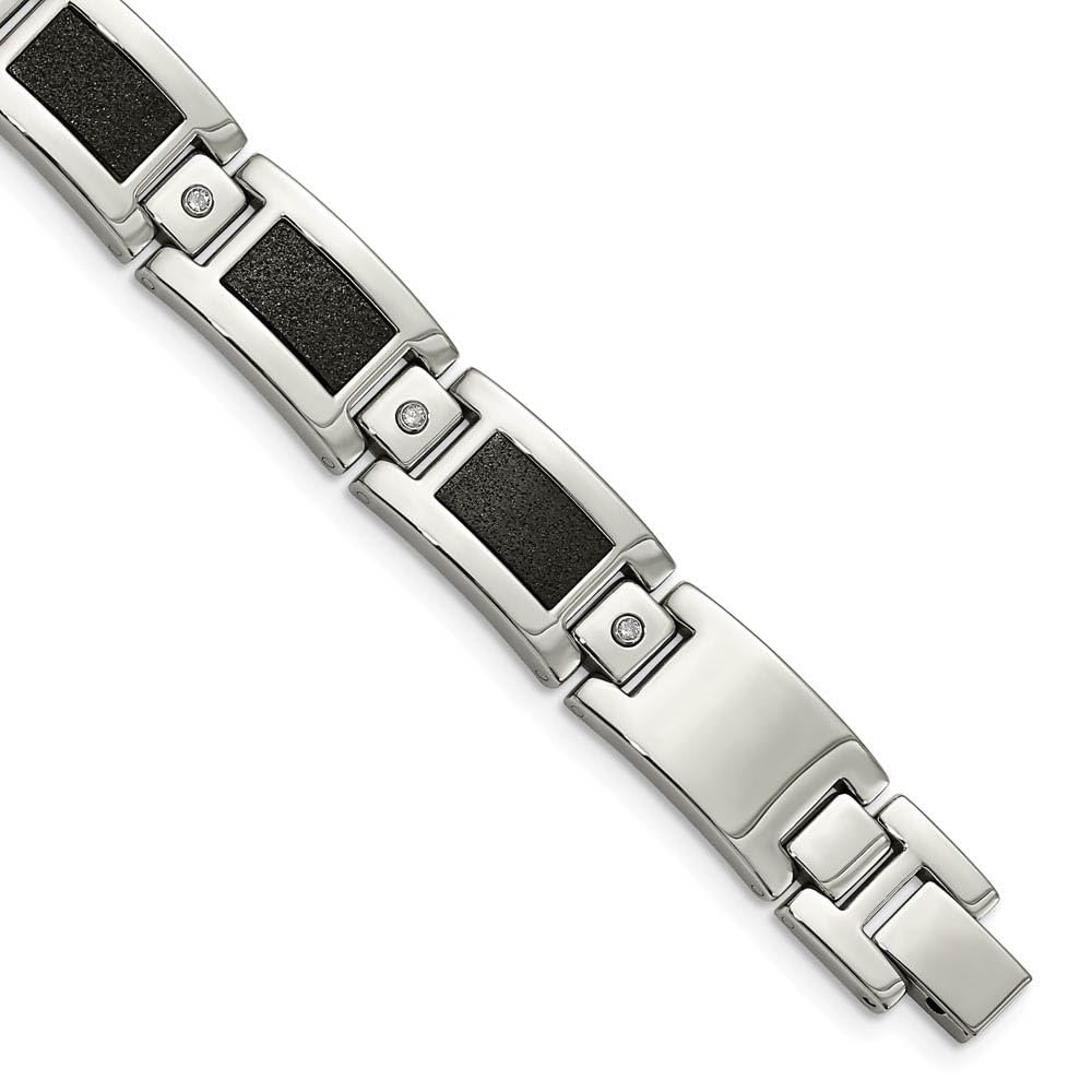 Men's Black Bow Stainless Steel Bracelet - Diamond Polished & Laser Cut Design - 8.25 Inch Adjustable Wristband - Perfect for Gifts, Weddings, and Formal Occasions