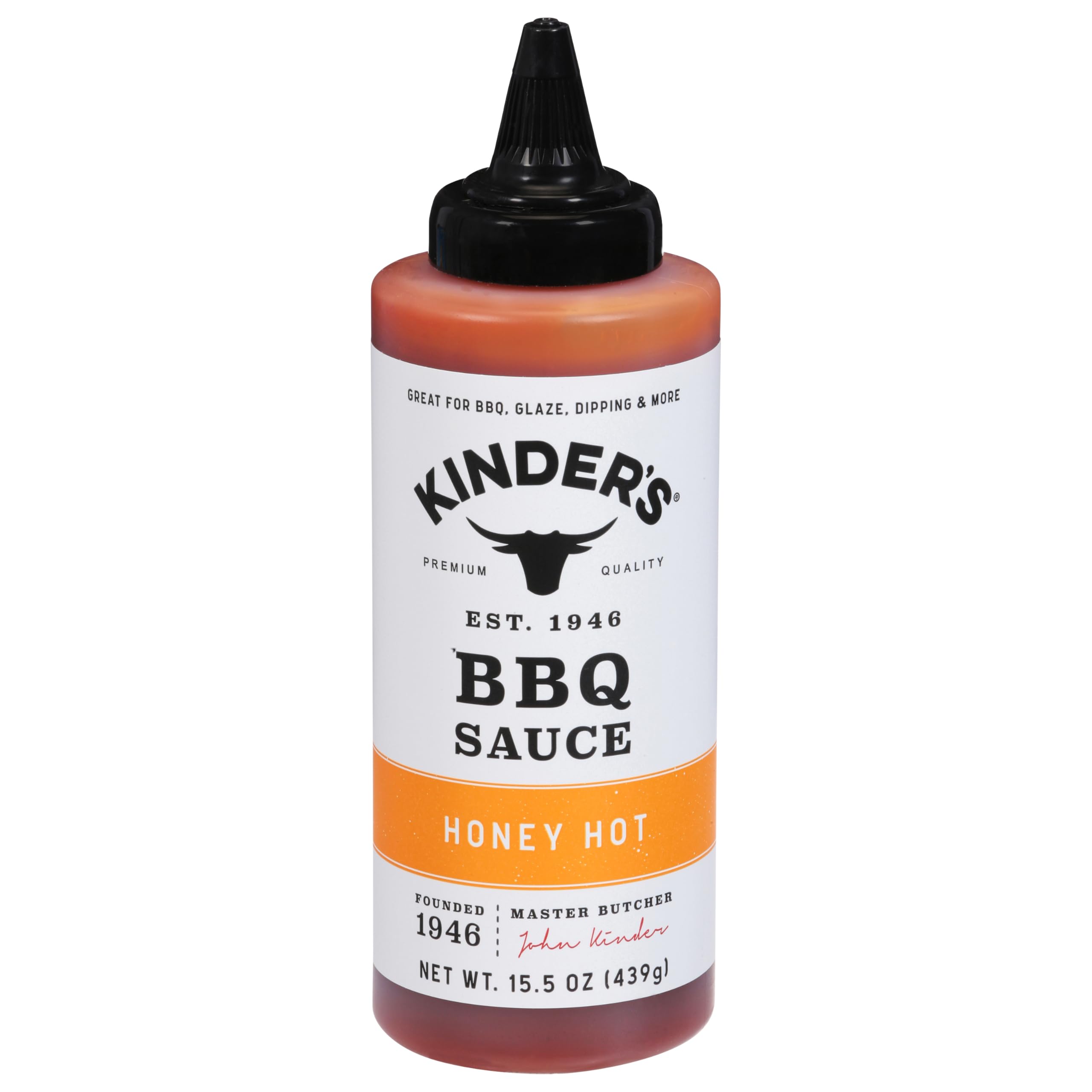 Kinder's Honey Hot BBQ Sauce 15.5oz - Sweet & Spicy Glaze for Grilling, Roasting & Dipping | Perfect for Ribs, Chicken & Wings