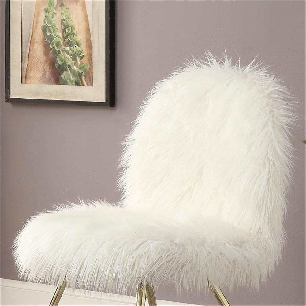Furniture of America Pikesville Modern Metal Accent Chair - White & Gold Finish for Living Room, Bedroom, or Office Decor