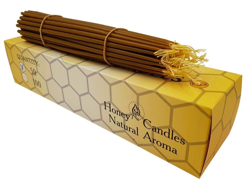 50 Beeswax Taper Candles 9 Inch - Handmade Pure Beeswax Candles with Natural Honey Scent for Church, Home, Wedding & Religious Ceremonies - Eco-Friendly Dripless Candles for Prayer, Meditation & Relaxation