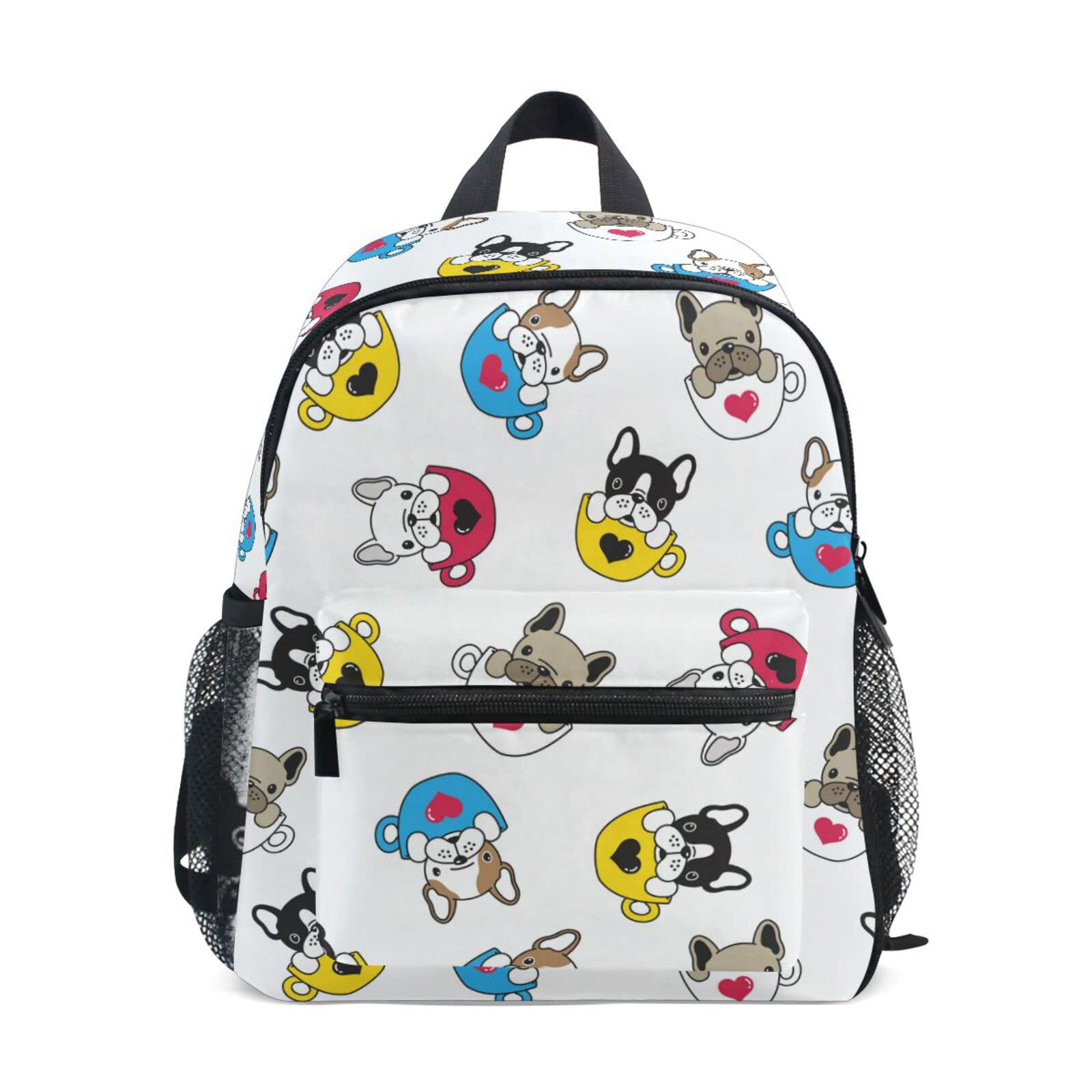 Viio Dog French Bulldog Toddler Kids Backpack for Girls - Waterproof School Backpack with Adjustable Chest Clip & Comfortable Straps - Perfect for Preschool, Daycare, and Travel (21301116)