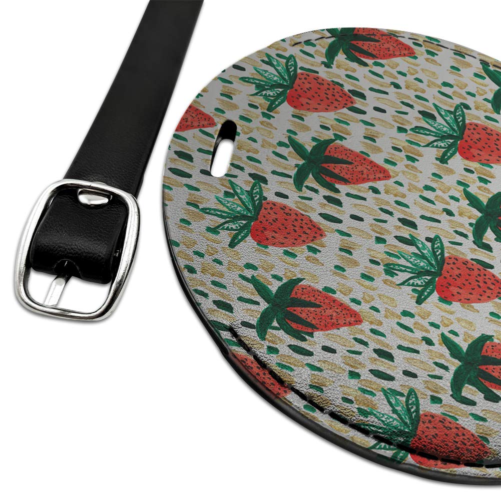 Berry Special Strawberries Round Leather Luggage Tag - Durable Suitcase ID Card Holder for Travel Bags - Perfect for Carry-Ons, Checked Luggage & Backpacks