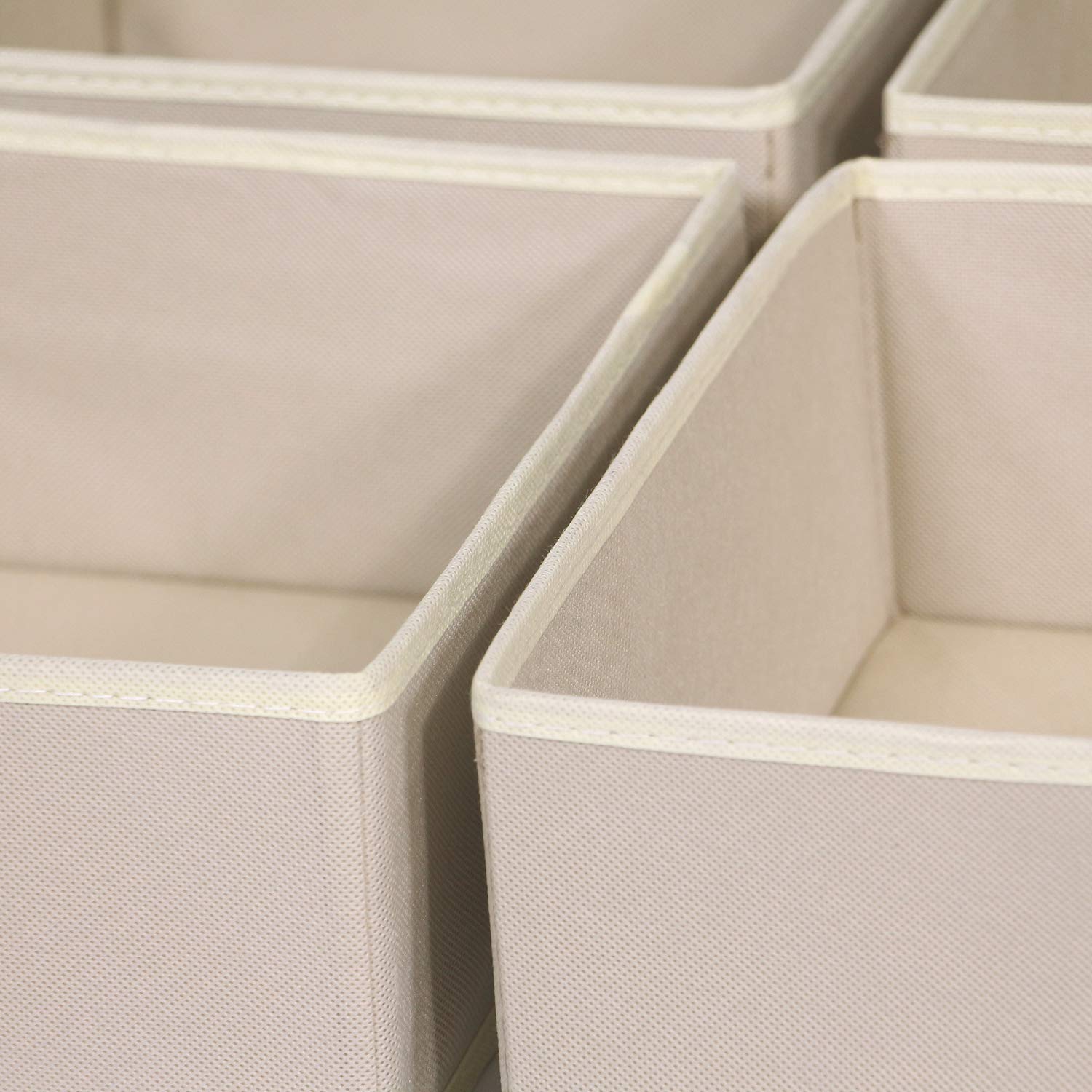 DIOMMELL 4-Pack Foldable Fabric Storage Bins - Closet Organizer for Clothes, Underwear, Bras & Socks - Beige Drawer Dividers & Dresser Containers - Perfect for Bedroom, Nursery & Laundry Room Organization