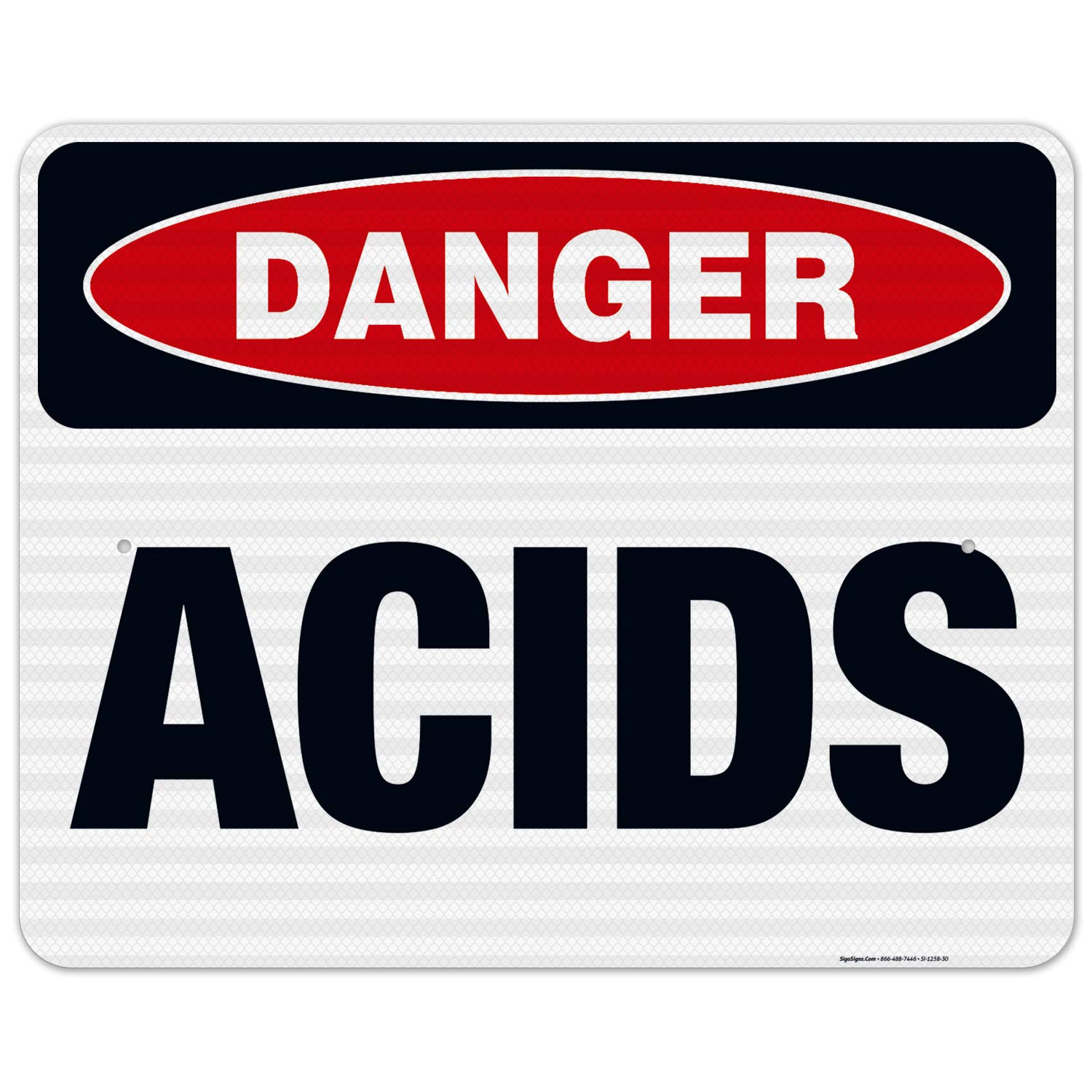 Danger Acids Sign - OSHA Compliant 24x30 Inches, 3M EGP Reflective .080 Aluminum Safety Sign, Fade Resistant for Indoor & Outdoor Use - Made in USA | Perfect for Chemical Storage Areas, Laboratories & Industrial Workplaces