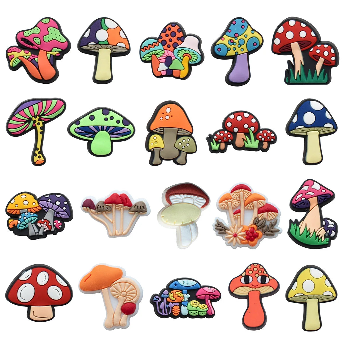 Mushroom Shoe Charms for Crocs - Cute Clog Decorations for Kids, Men & Women - Fun Shoe Accessories for Sandals, Jeans & Buckle Shoes - Perfect for School, Parties & Everyday Fashion