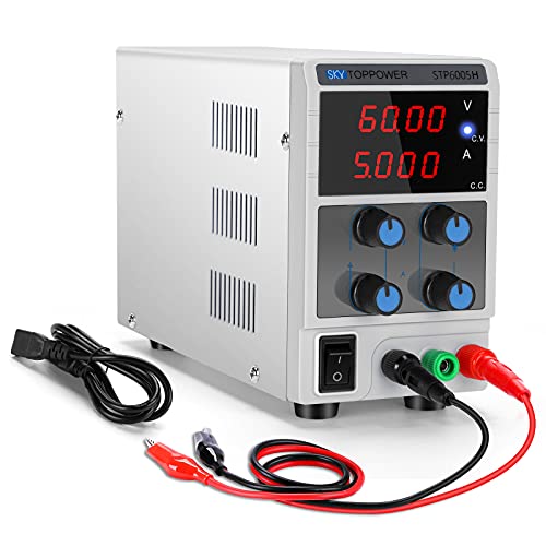 60V 5A Adjustable DC Power Supply - Digital Switching Regulated Single Output 110V with Alligator Clips - Perfect for DIY Electronics Testing, Repairing, Research & Lab Projects
