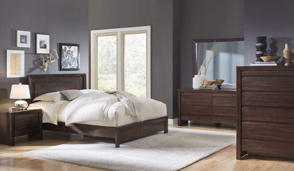 Solid Wood Nightstand with 2 Drawers - Modern Chocolate Brown Bedside Table for Bedroom, Living Room & Office Storage | Modus Furniture