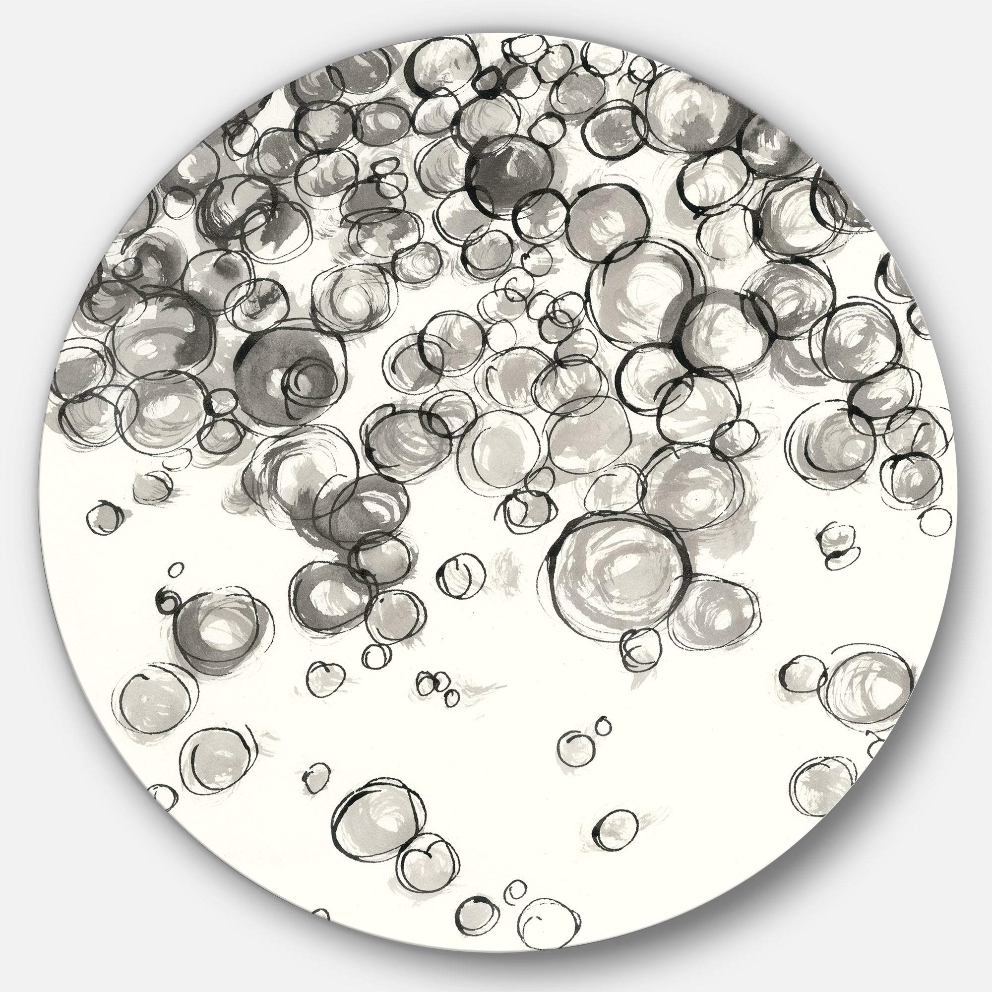 Designart 'Simple Bubbles IV' Geometric Metal Wall Art - 23 Inch Round Contemporary Circle Decor for Living Room, Bedroom & Office