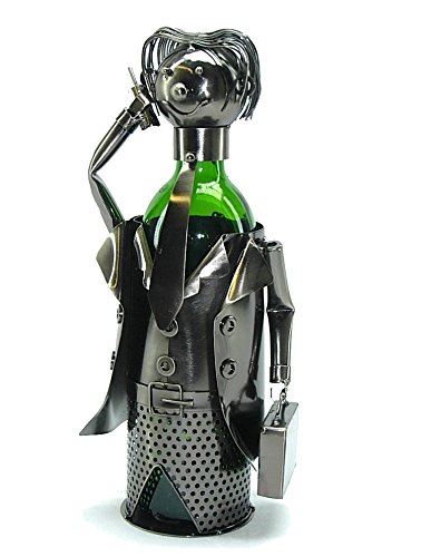 Handcrafted Metal Wine Bottle Holder for Business Gifts - Elegant Office Decor & Home Bar Accessory for Wine Lovers