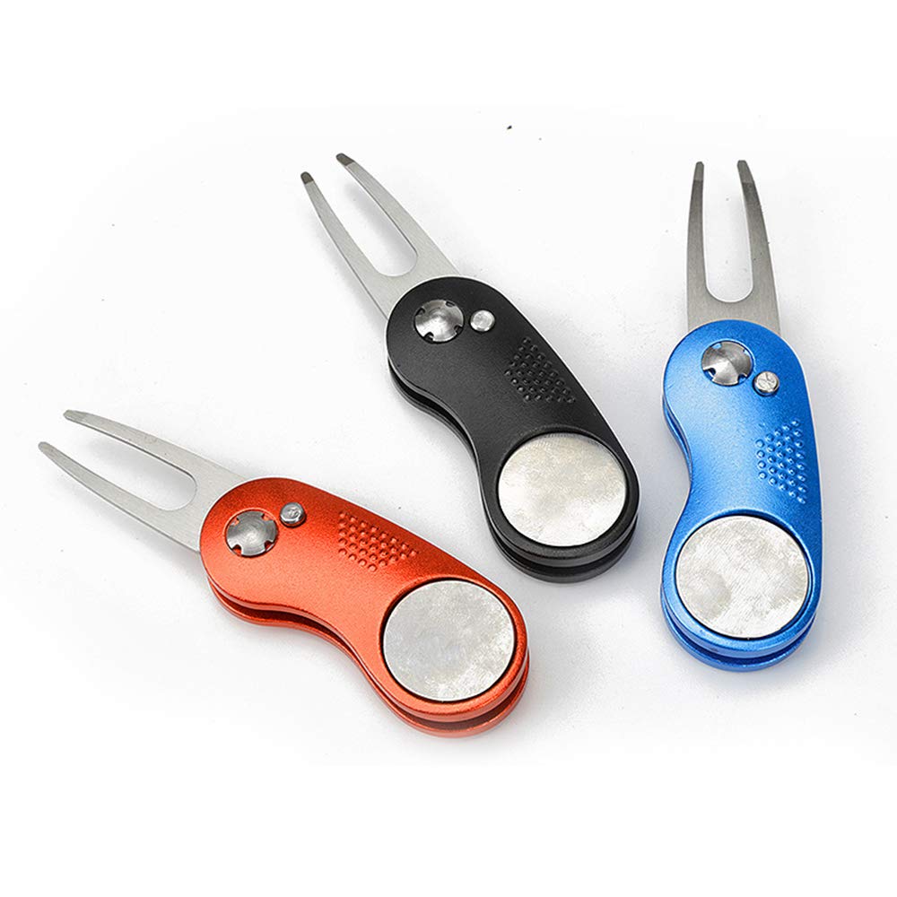 Premium Stainless Steel Golf Divot Repair Tool - Curved Folding Switchblade Design for Golf Ball Marks & Pitch Marks - Essential Golf Course Accessory for Training & Practice (Grey) | Perfect for Greens, Fairways & Driving Range Use