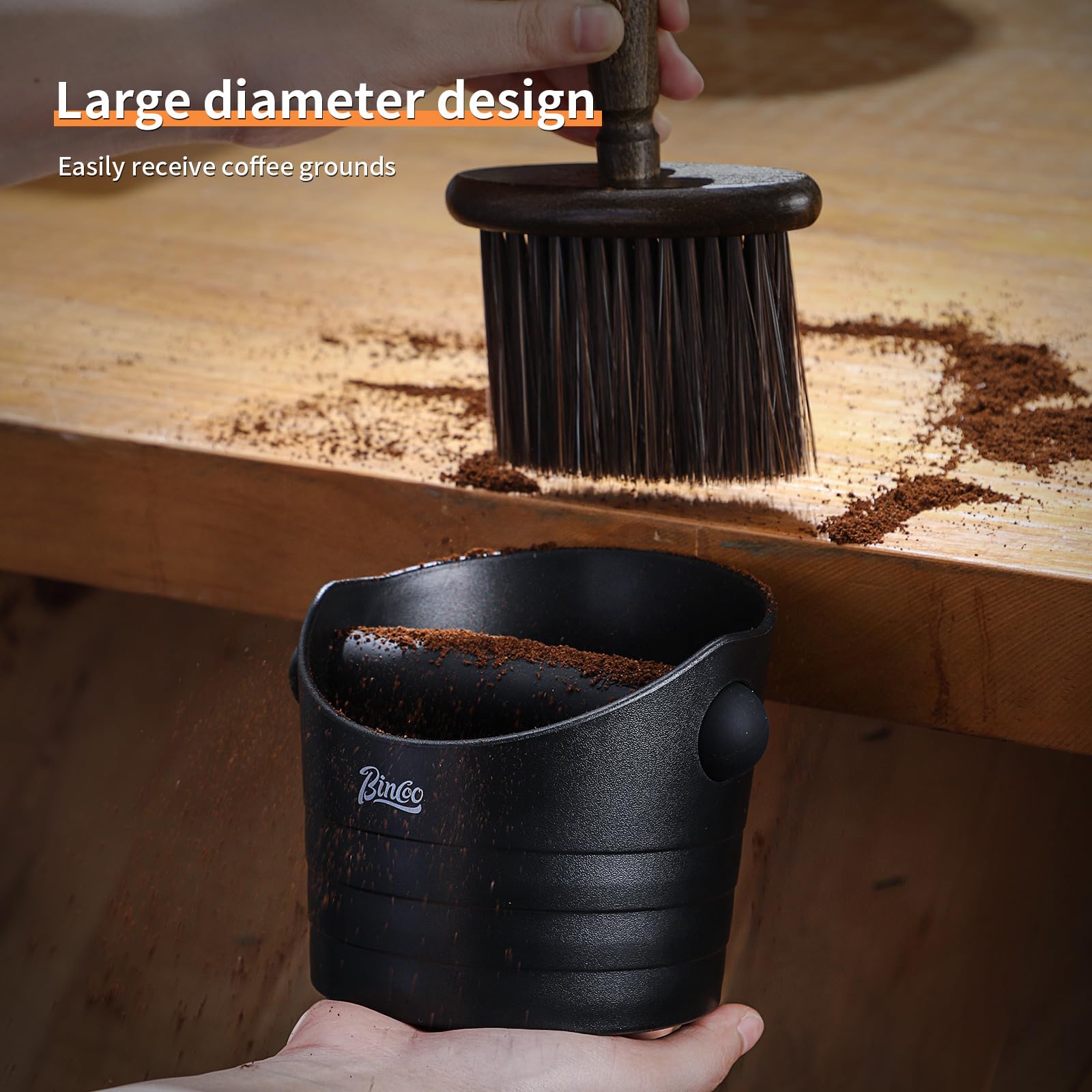 Bincoo Mini 4.5 Inch Coffee Knock Box - Compact Espresso Grounds Container for Home & Bar Use - Durable Black Coffee Accessory - Perfect for Espresso Machines & Coffee Station Organization