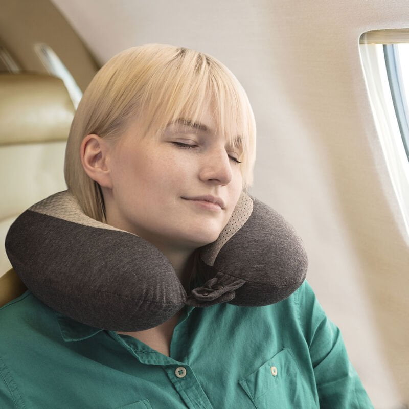 Travelon Cooling Gel Neck Pillow for Airplane Travel & Car Rides - Soothing Support for Neck Pain Relief - Perfect for Long Flights, Road Trips & Office Naps