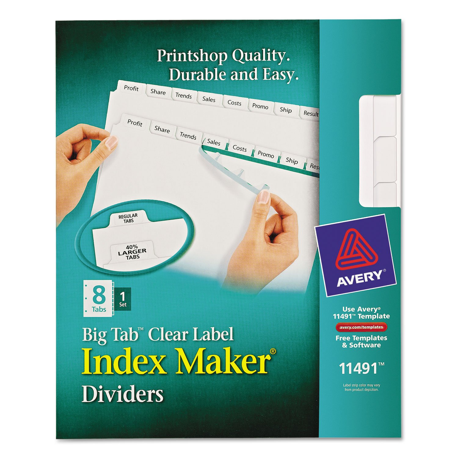 AVERY AVE11491 - Avery Index Maker with Big Tab Dividers, 8-Tab Set for Organizing Files, Folders, and Documents - Perfect for Office, School, and Home Organization
