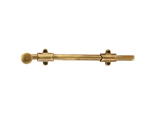 Emtek 8513 18-Inch Solid Brass Surface Bolt with Strikes & Screws - French Antique Finish for Doors & Windows - Perfect for Home Security & Vintage Style Decor