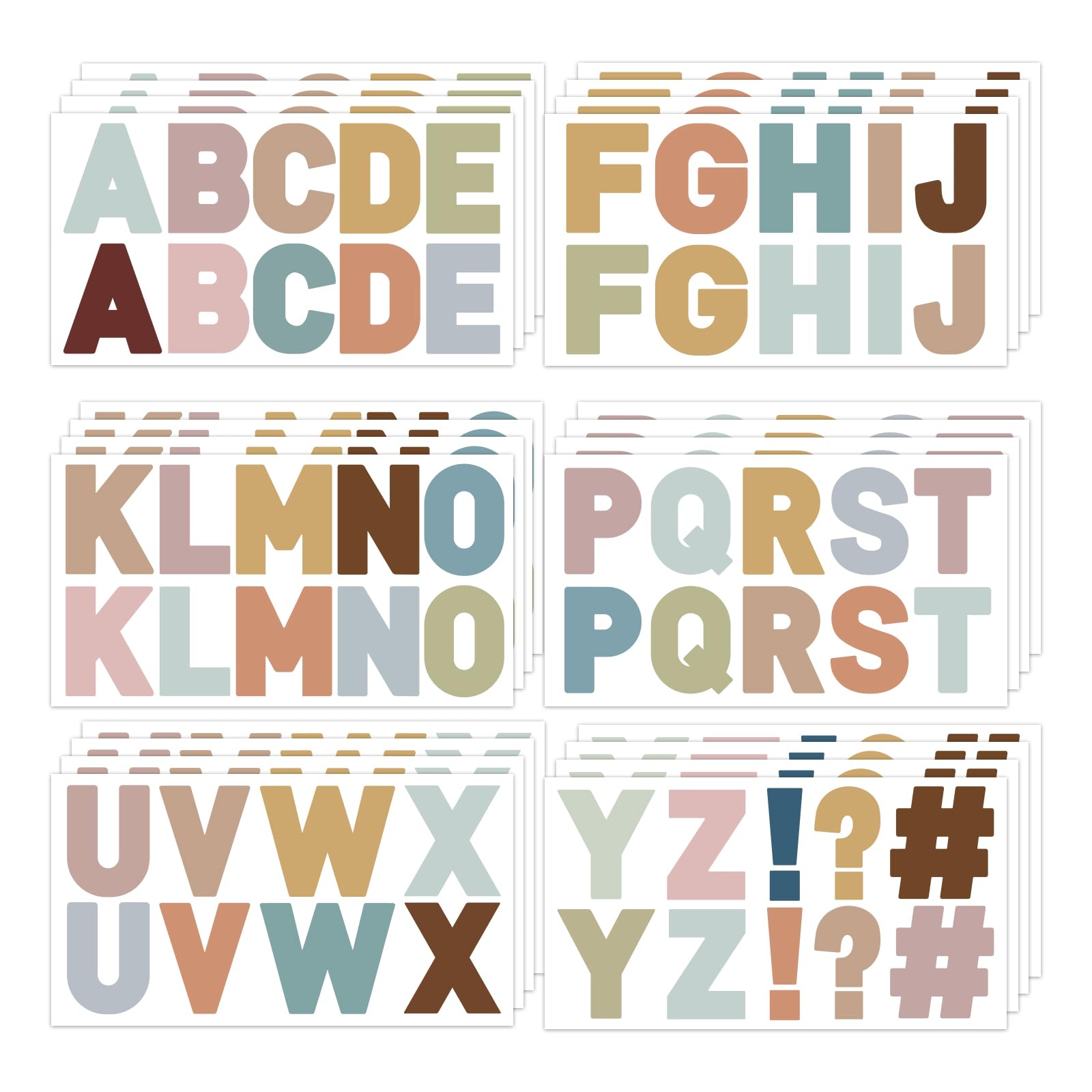 240 PCS Large Letter Stickers - 24 Sheets Pastel Alphabet Stickers, Self-Adhesive Vinyl Letters for Bulletin Boards, Posters & Classroom Decor - Perfect for DIY Projects, Scrapbooking & School Supplies Organization