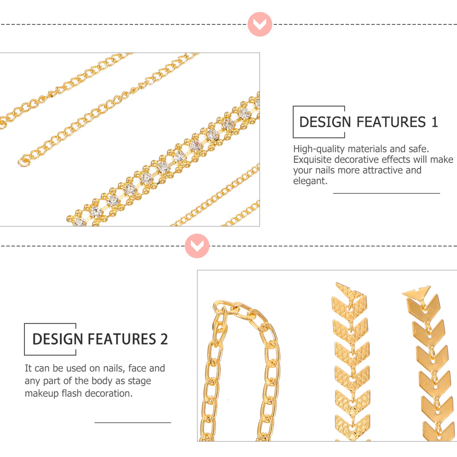 Lurrose 1 Box Nail Art Accessories - DIY Metal Manicure Chains, Nail Jewelry Charms, Punk Nail Decorations in Copper & Silver | Perfect for Nail Art, DIY Manicures, and Punk Fashion Accessories