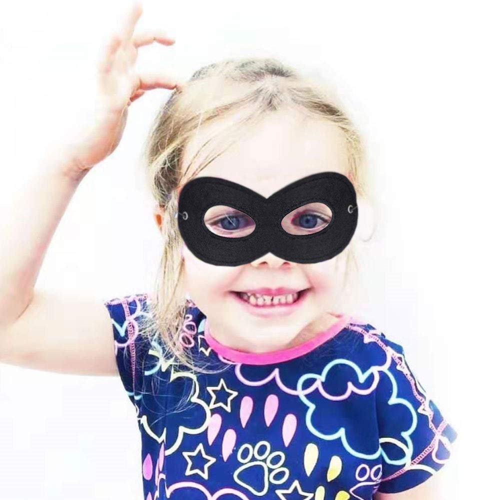 Superhero Felt Eye Mask - Adjustable Black Half Face Mask for Halloween Cosplay, Party Dress Up & Comic Con - Perfect Superhero Costume Accessory with Elastic Strap for Adults & Kids