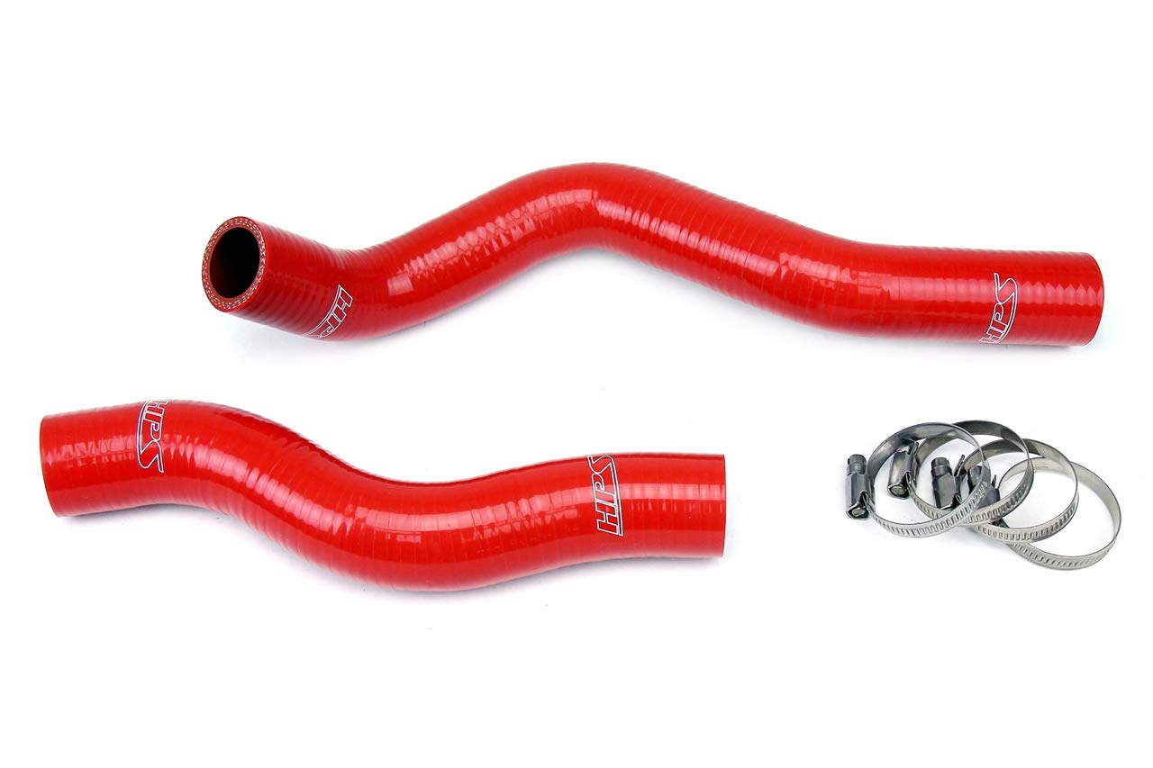 HPS 57-1022-RED High Performance Red Silicone Radiator Coolant Hose Kit - Upgrade Your Car's Cooling System for Racing, Off-Road & Daily Driving