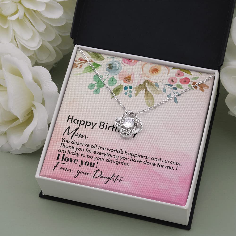 Birthday Gift Necklace for Mom - Sterling Silver Love Knot Pendant Jewelry from Daughter | Thoughtful Present for Mother's Birthday, Christmas, Anniversary | Perfect for Everyday Wear & Special Occasions