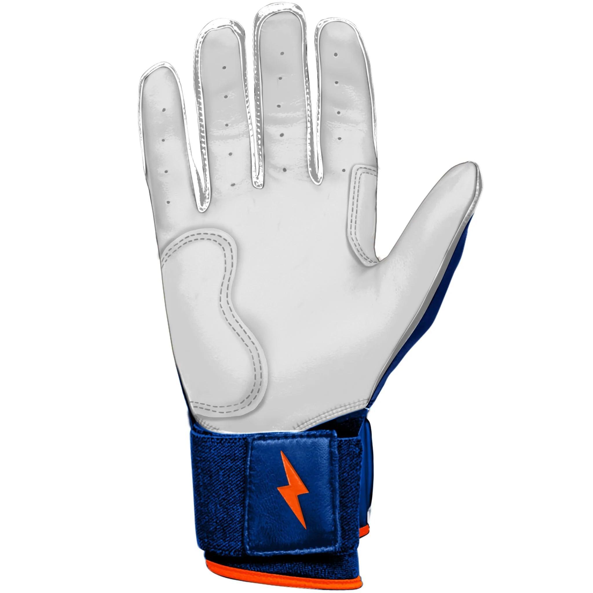 Bruce Bolt PREMIUM PRO NIMMO Long Cuff Batting Gloves - Mets Blue | High-Performance Baseball Gloves for Hitting & Fielding | Perfect for MLB Training, Games & Practice