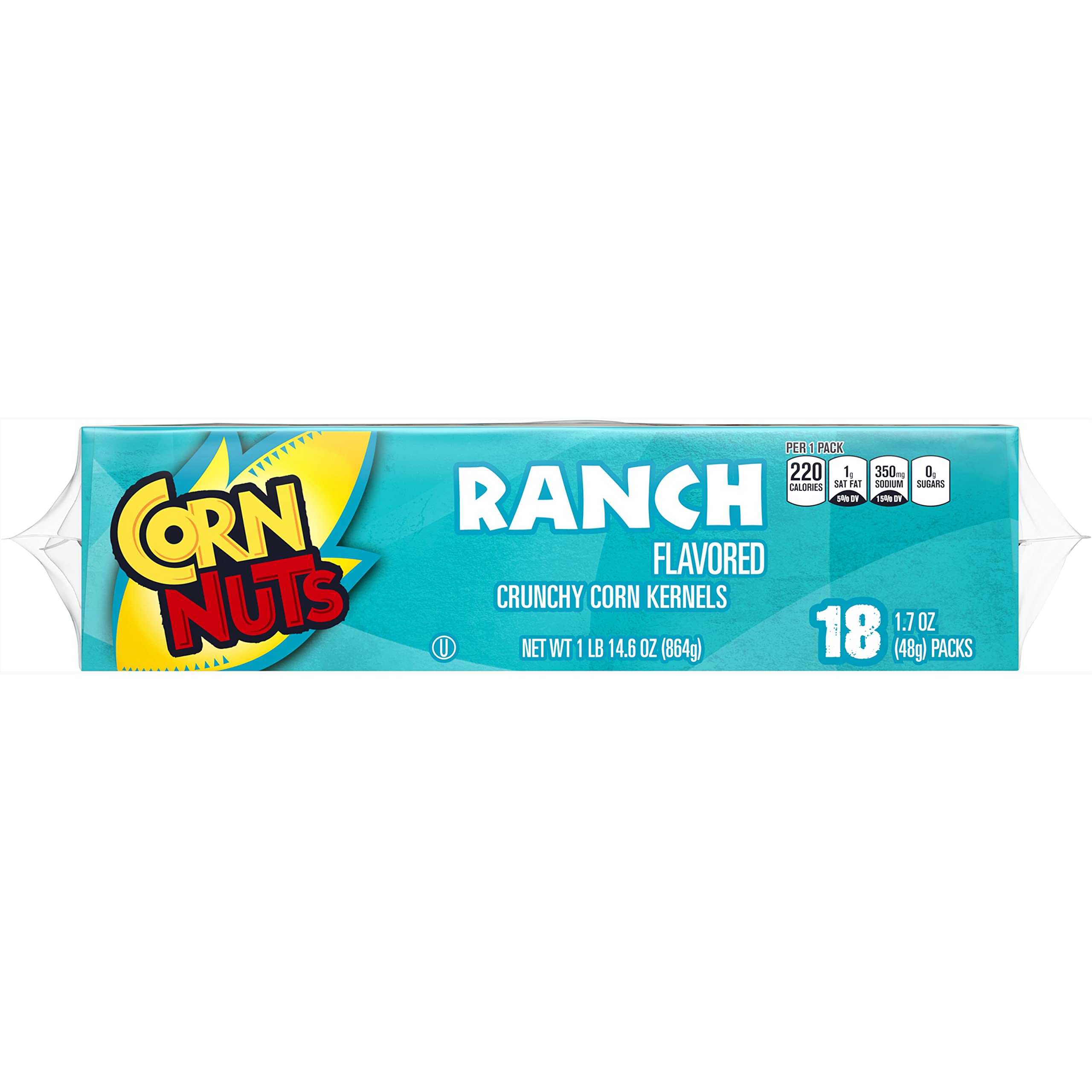 Crunchy Ranch Flavored Corn Nuts Snacks - 1.7oz Pack of 18 - Delicious Roasted Corn Kernels for Adults - Perfect for Parties, Road Trips & Office Snacking