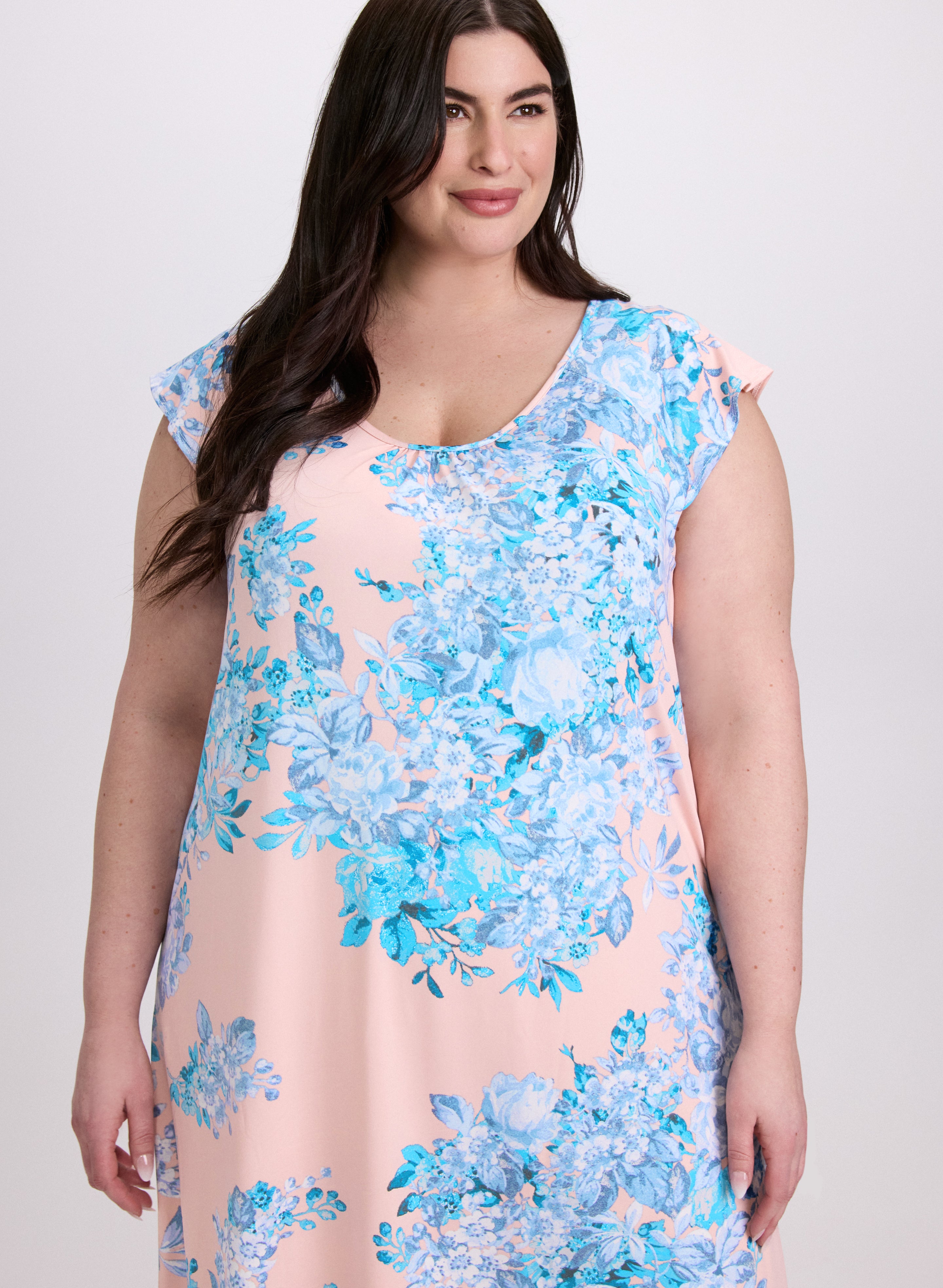 Floral Print Nightgown - Soft & Comfortable Women's Sleepwear for Summer - Perfect for Relaxing at Home or Vacation