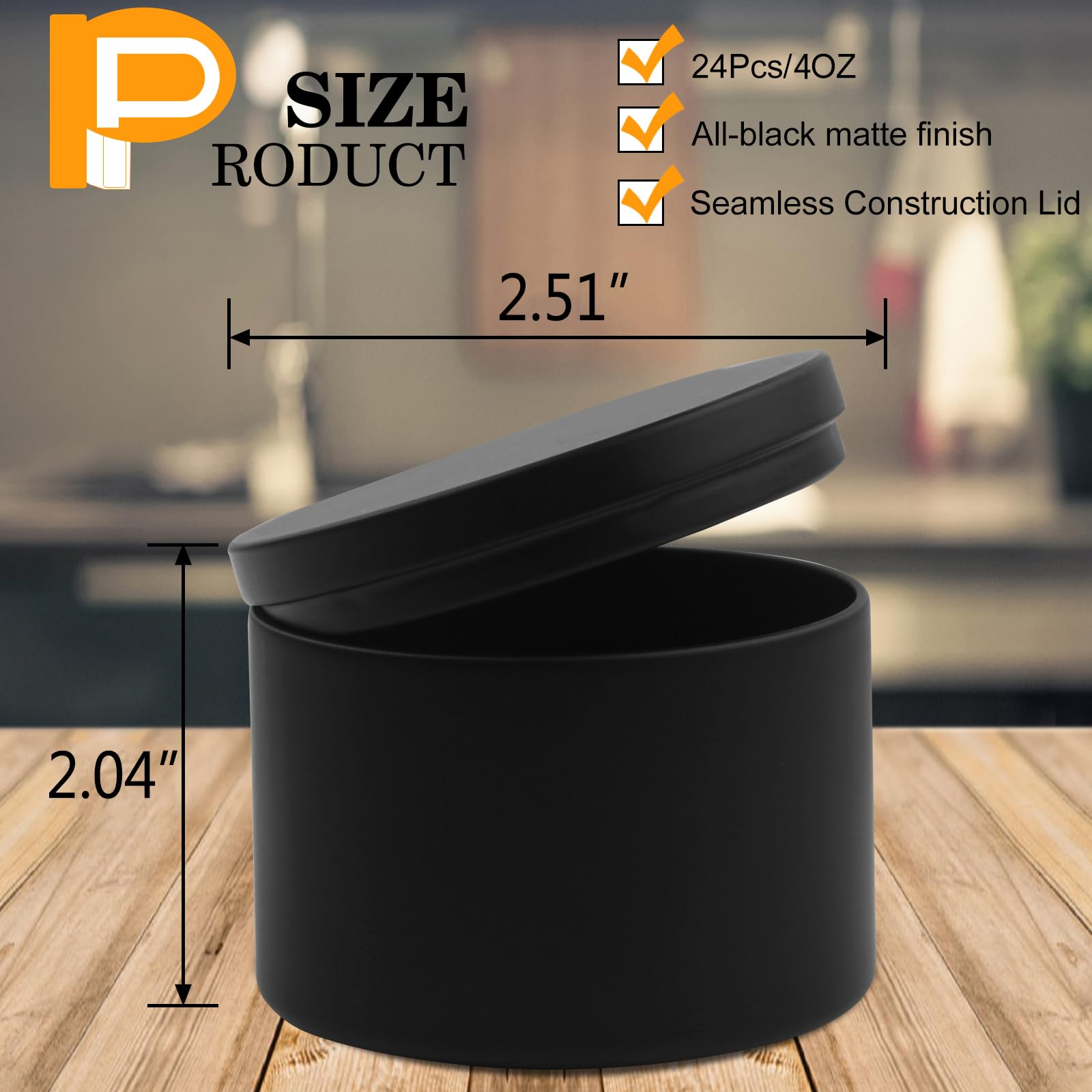 BBAXI 24-Pack 4 oz Black Candle Tins with Lids - Matte Empty Candle Containers for DIY Candle Making, Wax Melts, Aromatherapy & Home Decor - Perfect for Gifts, Weddings & Craft Projects
