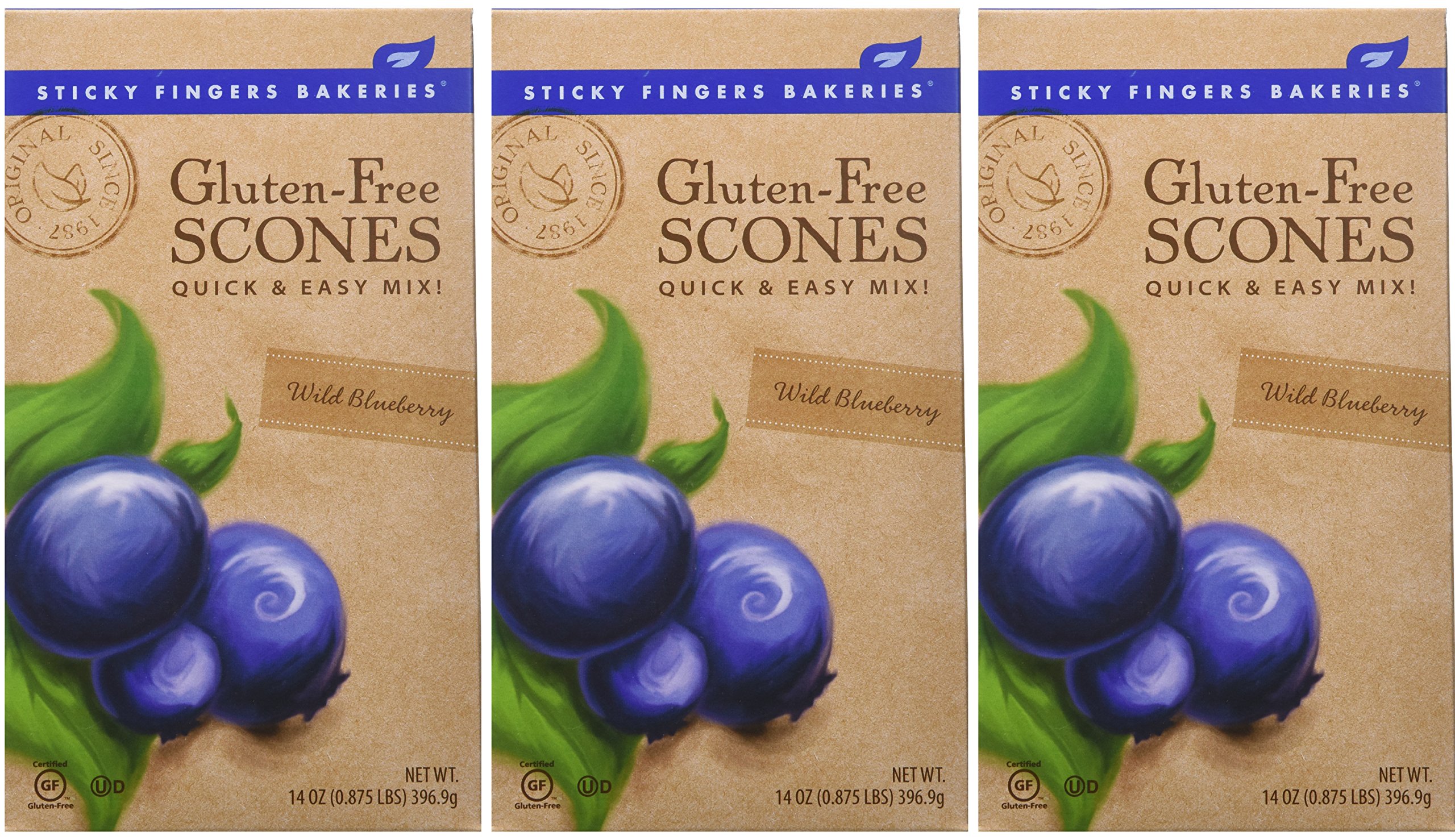 Gluten Free Wild Blueberry Scone Mix by Sticky Fingers Bakeries - 14oz (Pack of 3) | Perfect for Breakfast, Tea Time & Special Diets | Vegan & Allergy-Friendly Baking
