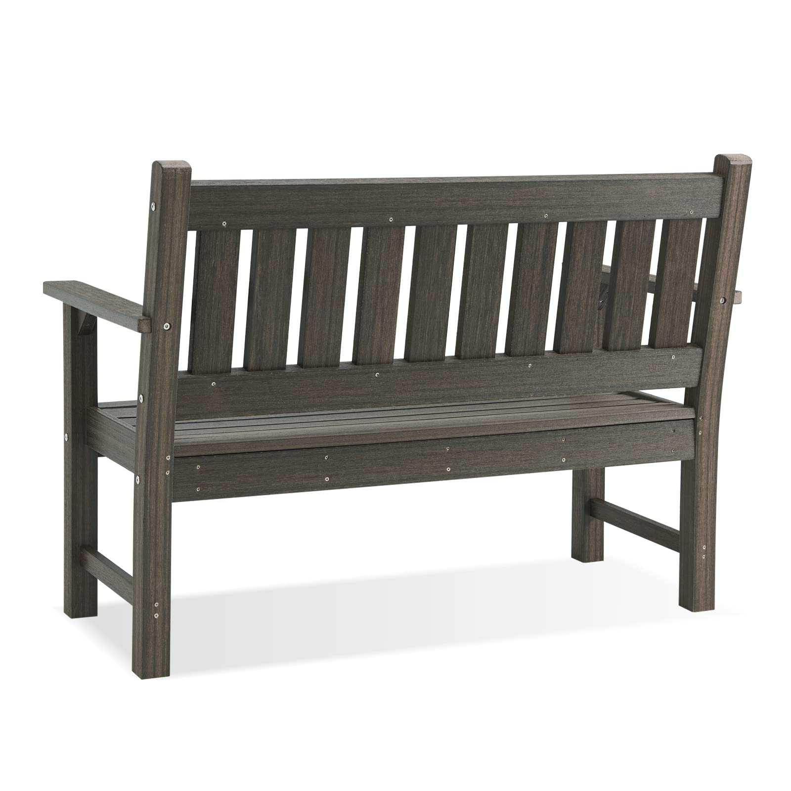 2-Person Outdoor Bench - Durable Poly Lumber Garden Bench for Patio, Porch & Park - Weather-Resistant Dark Brown - Perfect for Backyard Relaxation & Garden Decor