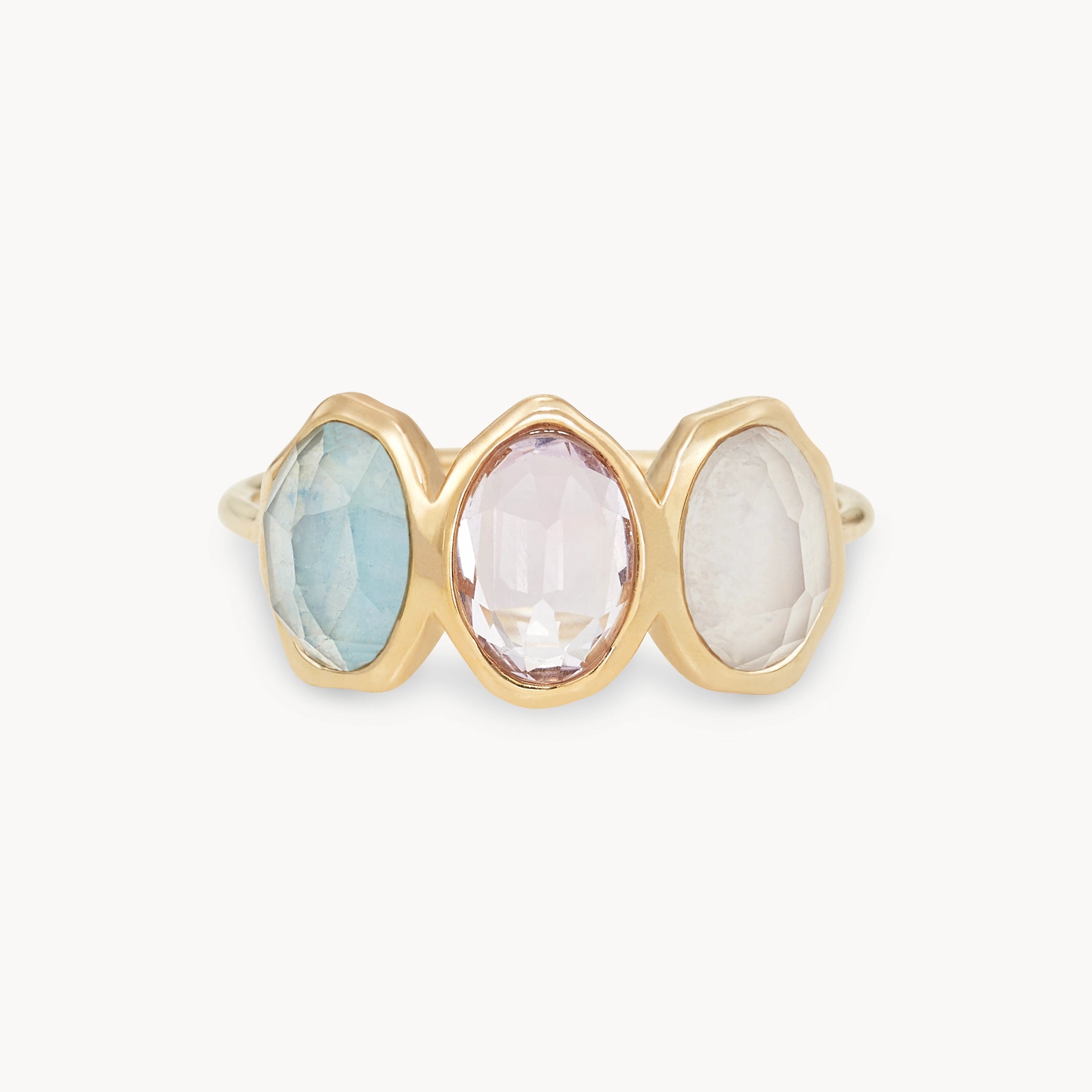 14K Yellow Gold Air Element Mood Ring with Natural Gemstones – Perfect for Spiritual Healing, Meditation & Unique Fashion Accessories