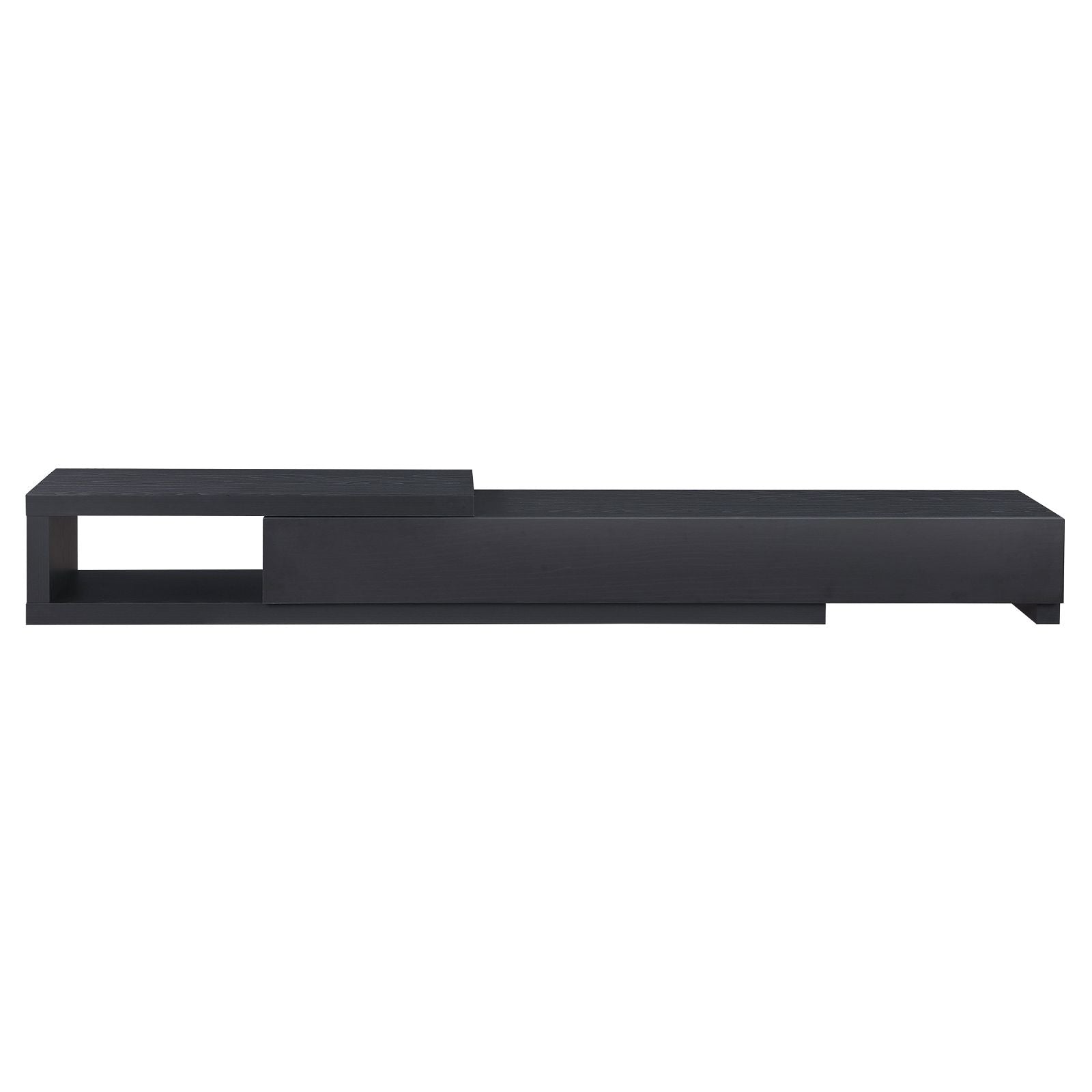 Criterion Durham Extendable TV Stand 260cm - Modern Lowline TV Unit in Black Oak for Living Room & Home Theater Setup