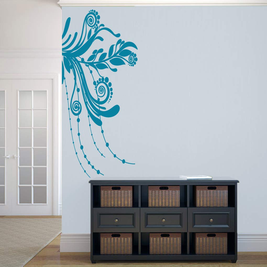 Elegant Corner Flourish Wall Decal - Self-Adhesive Vinyl Wall Sticker for Home Decor - Perfect for Entryway, Hallway, Living Room & Bedroom - 22.5