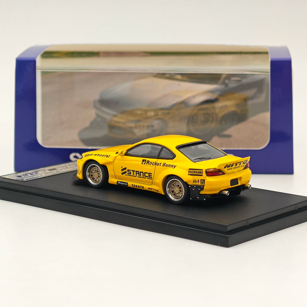 1/64 Scale Nissan Silvia S15 Pandem Rocket Bunny Yellow Diecast Model Car - Collectible Toy for Display, Racing Games & Car Enthusiasts